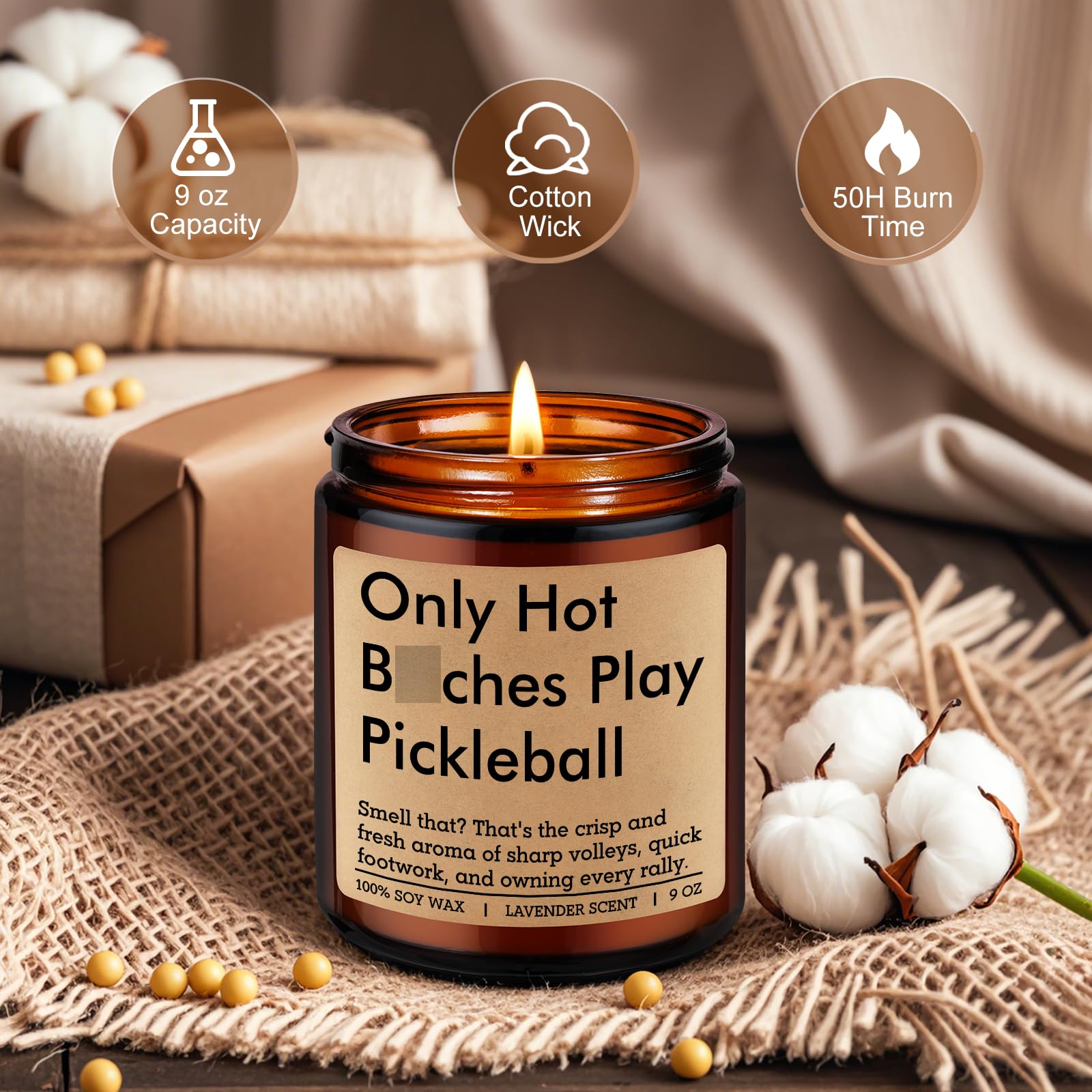 LEADO Candle - Gifts for Pickleball Lovers, Players, Pickleball Gifts for Men, Women - Cool Fathers Day, Birthday Present for Pickle Ball Dad, Mom, Friend, Husband, Wife - Pickle Ball Accessories