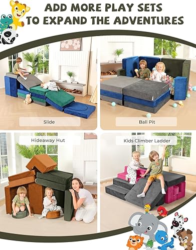 Miniatura 3 de Kidirect 2024 - Sofá modular de 11 piezas para niños, sofá de construcción de fortaleza, rebote instantáneo de 10 segundos, sofá de espuma para