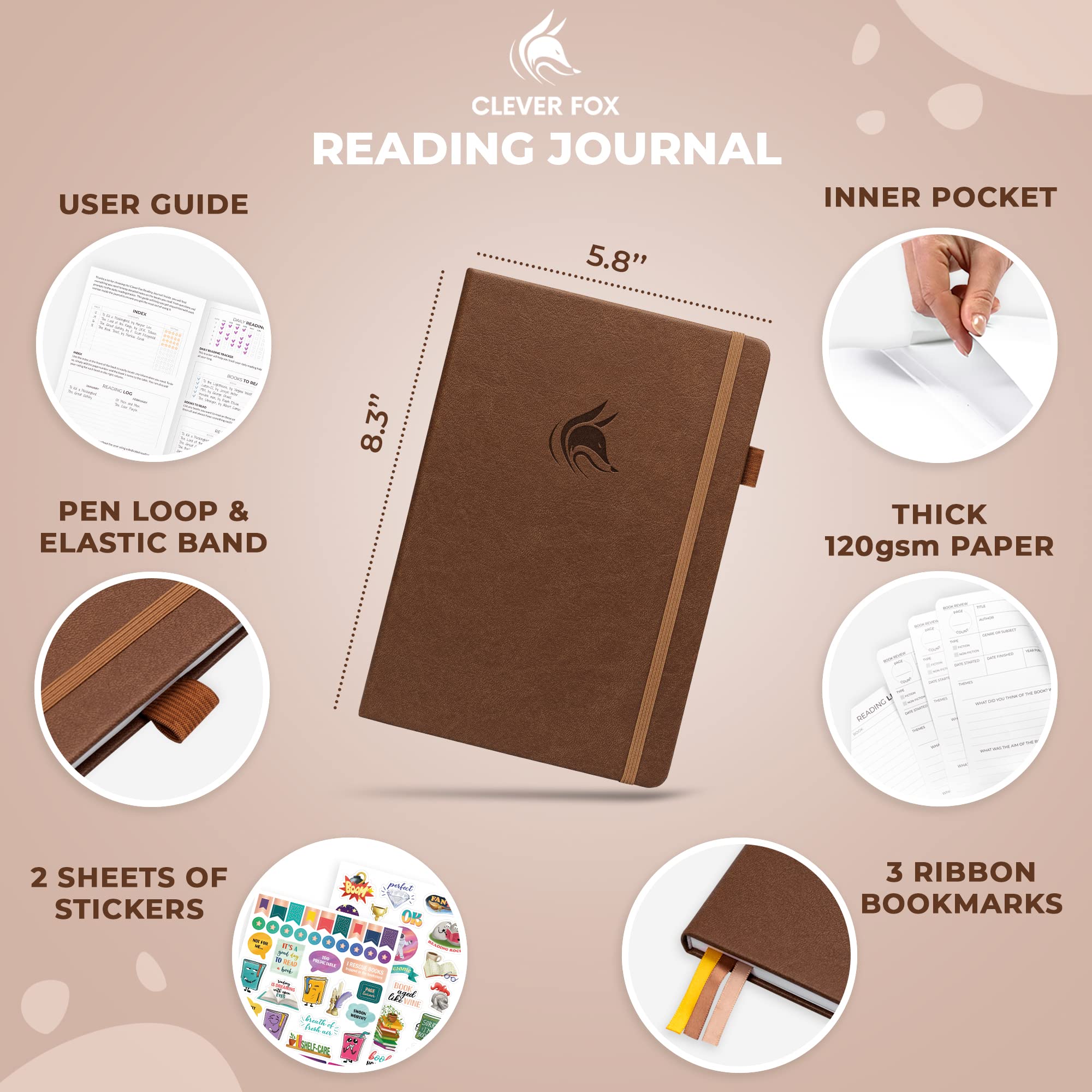 Clever Fox Reading Journal, Guided Book Review Log with Reading Tracker, Gift Book Accessories for Reading Lover - Image 2