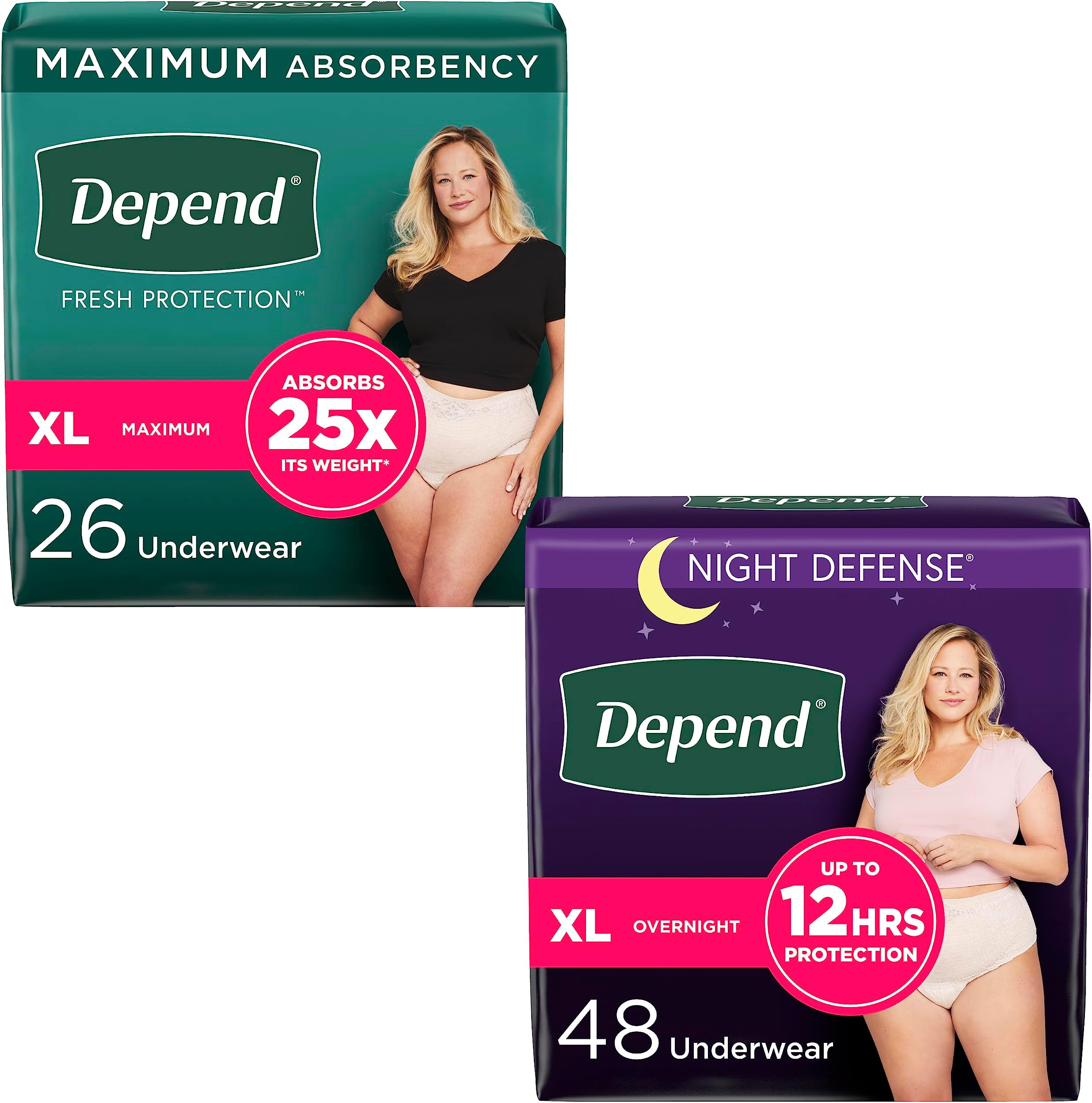 Extra Large Overnight Depends Night Defense Incontinence