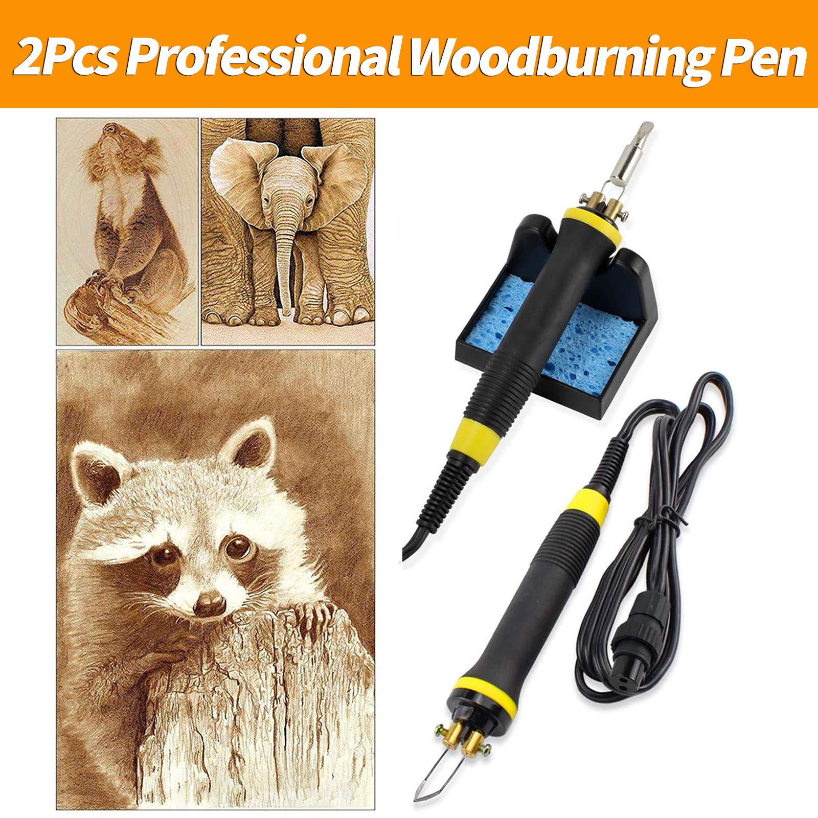 50W Brandmalerei Lötkolben Set Temperatur Einstellbar Pyrographie Maschine Mit 23PCS Brennspitzen Für Handwerk Holz Leder Und Kürbishandwerk (EU Plug, 220V)
