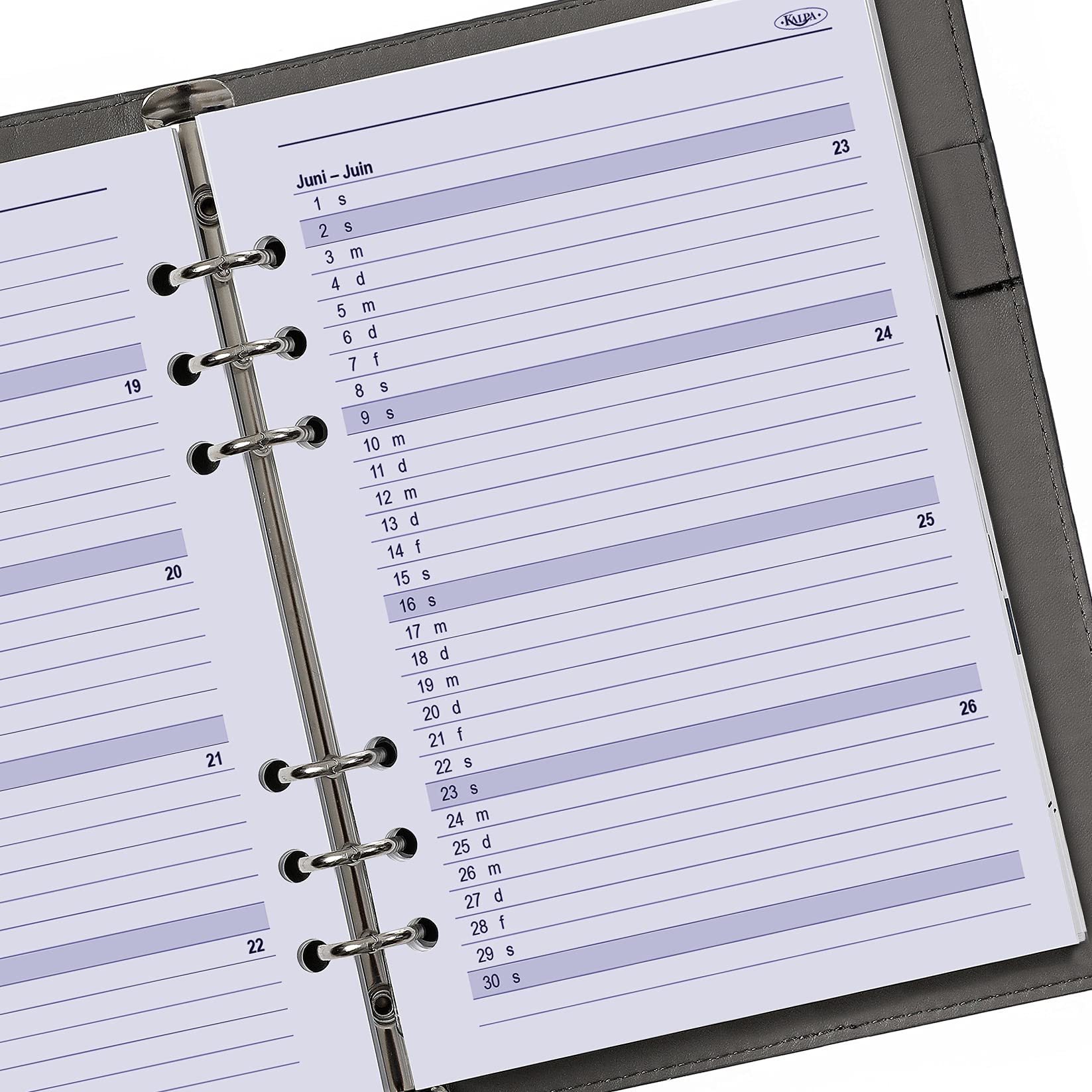 A5 Ring Binder Agenda Inserts Weekly DE FR NL 2024, White - Image 4