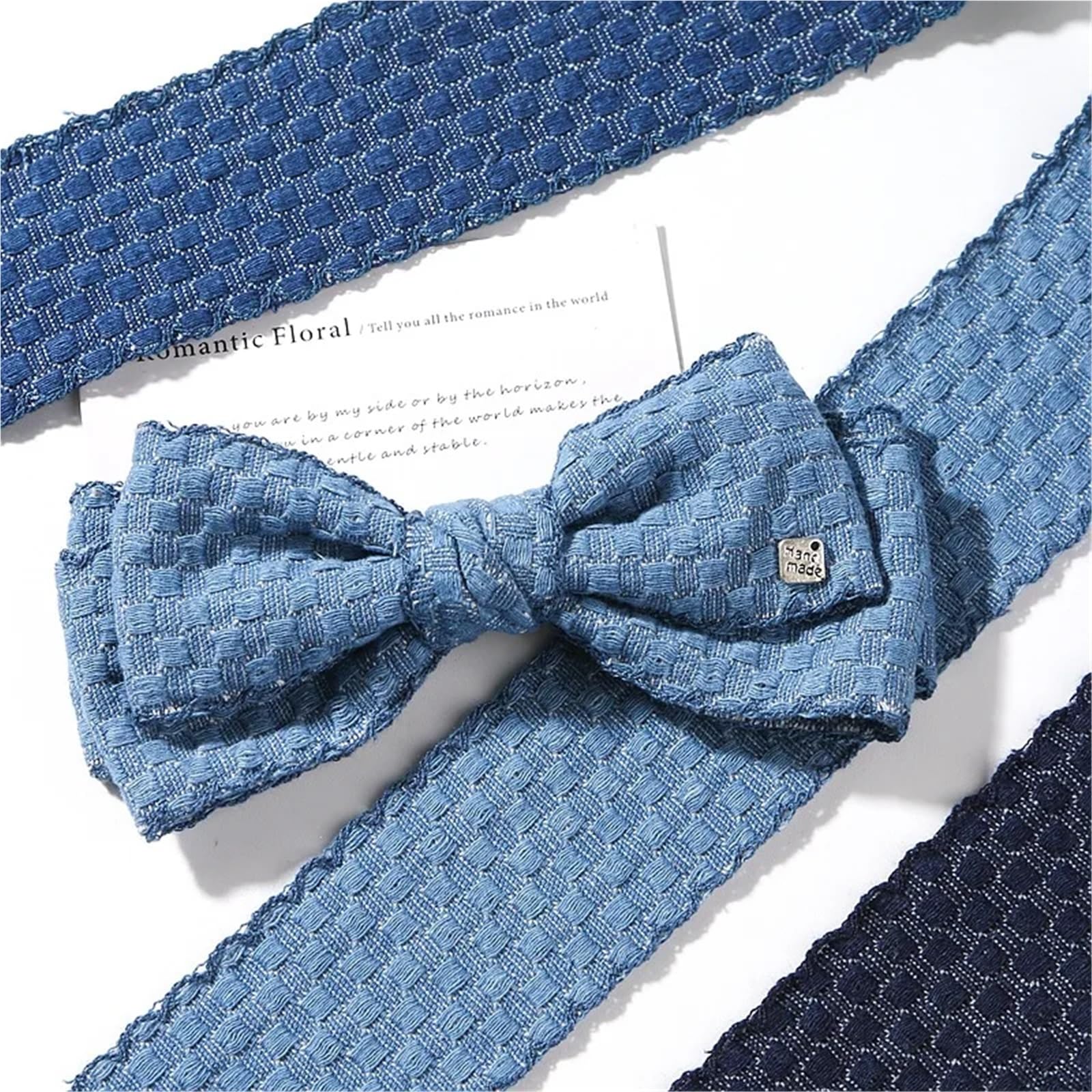 25 mm, 50, 2,5 cm, 3,8, karierte Denmin-Bänder, handgefertigtes Klebeband, Bastelarbeiten, Haarschleifen, Krawatte, Hut, Kleidungszubehör, 20 Yards(LIGHT BLUE,50mm)
