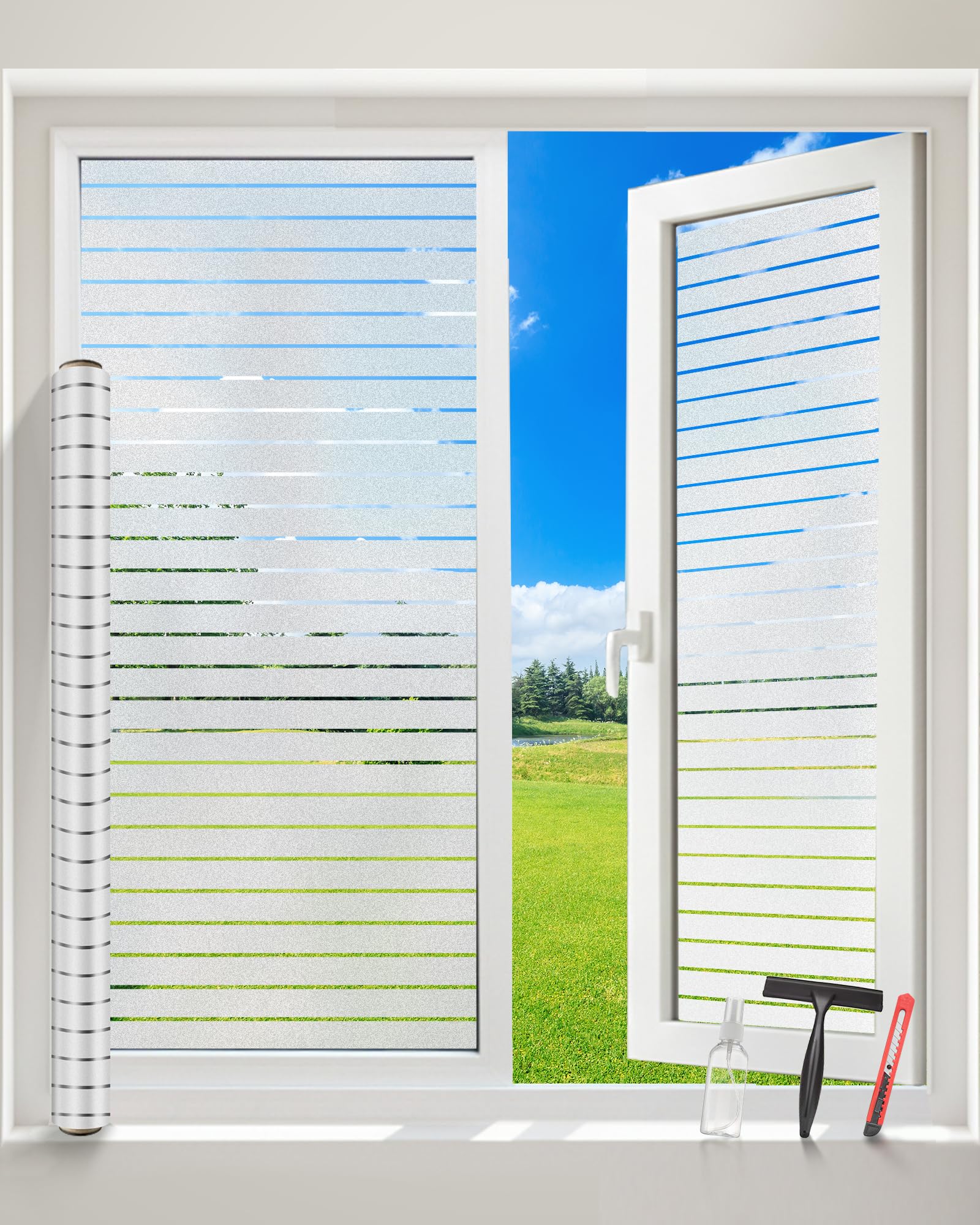 DIFIT Pellicola per Vetri Finestre, Pellicola Privacy Finestre Scintillante Satinata Elettrostatica Riutilizzabile Anti-UV Decorativa per Camera da Letto, Bagno e Ufficio (44.3x200 cm