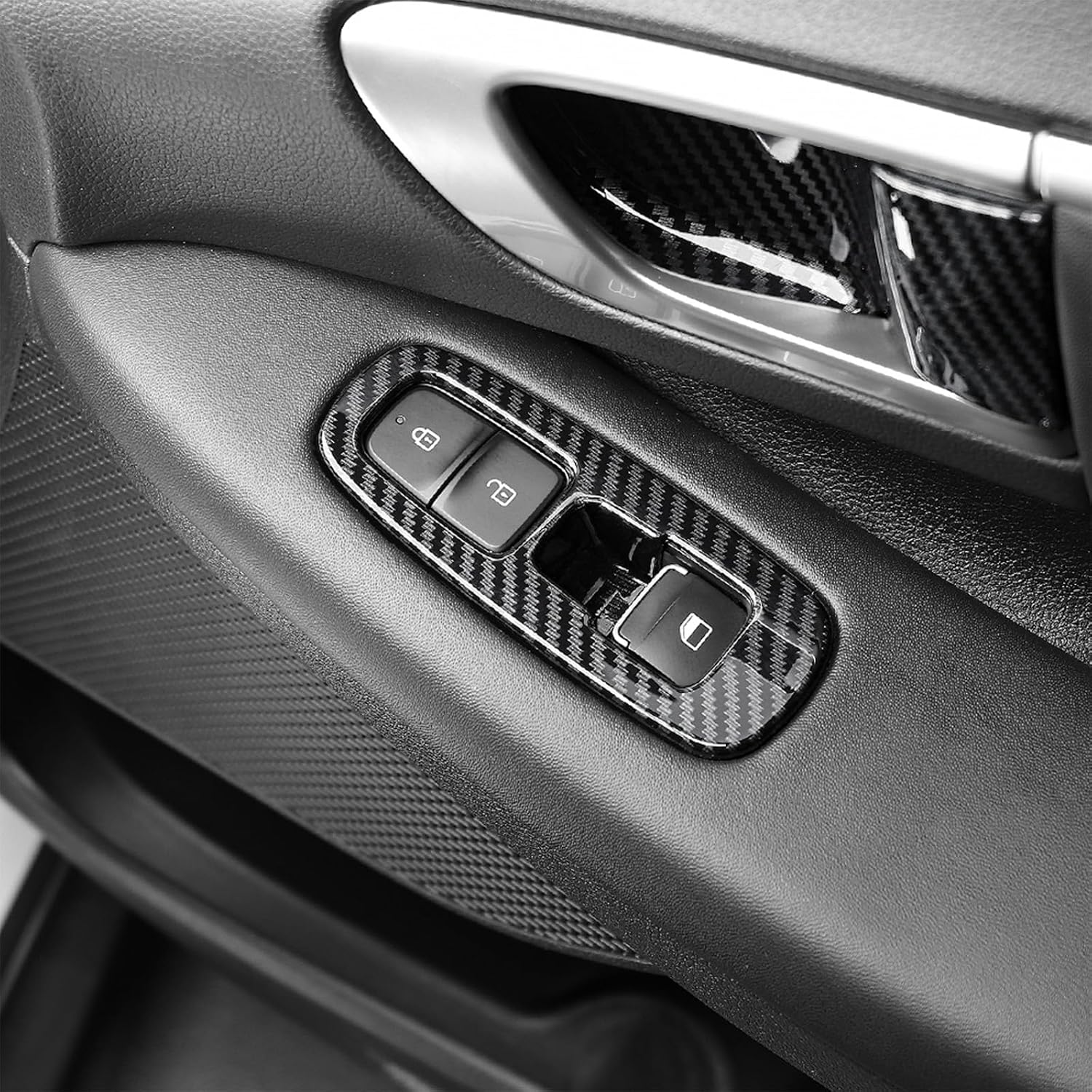 Window Panel Switch Covers Car Side Window Door Lock Switch Covers Panel Trim, Compatible with Hyundai SONATA 2025 Accessories (Carbon Fiber Pattern)