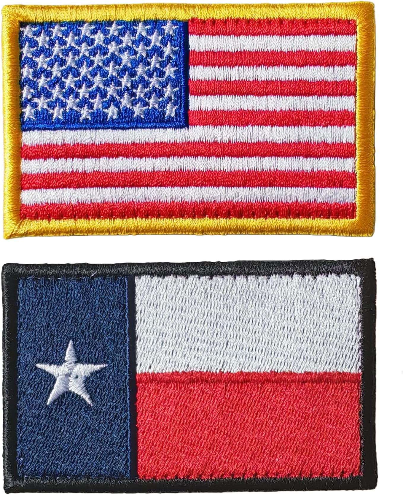 2 Pack USA Texas Flag Patch American US United State Flags Embroidered Hook and Loop Morale Military Tactical Badges for Army Backpack Vest Molle Bag Clothes Helmets