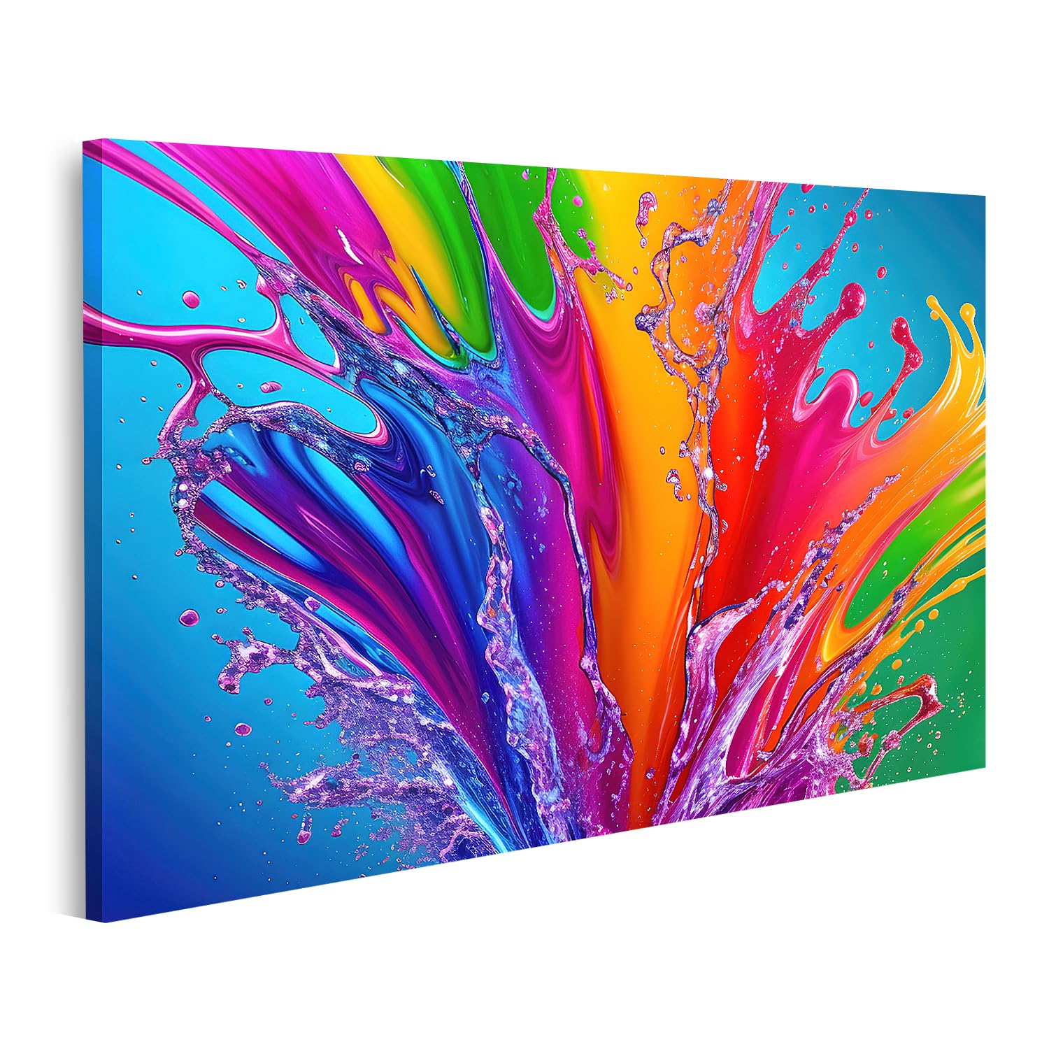 Éclaboussures de peinture colorées sur tableau sur toile islandburner au design abstrait