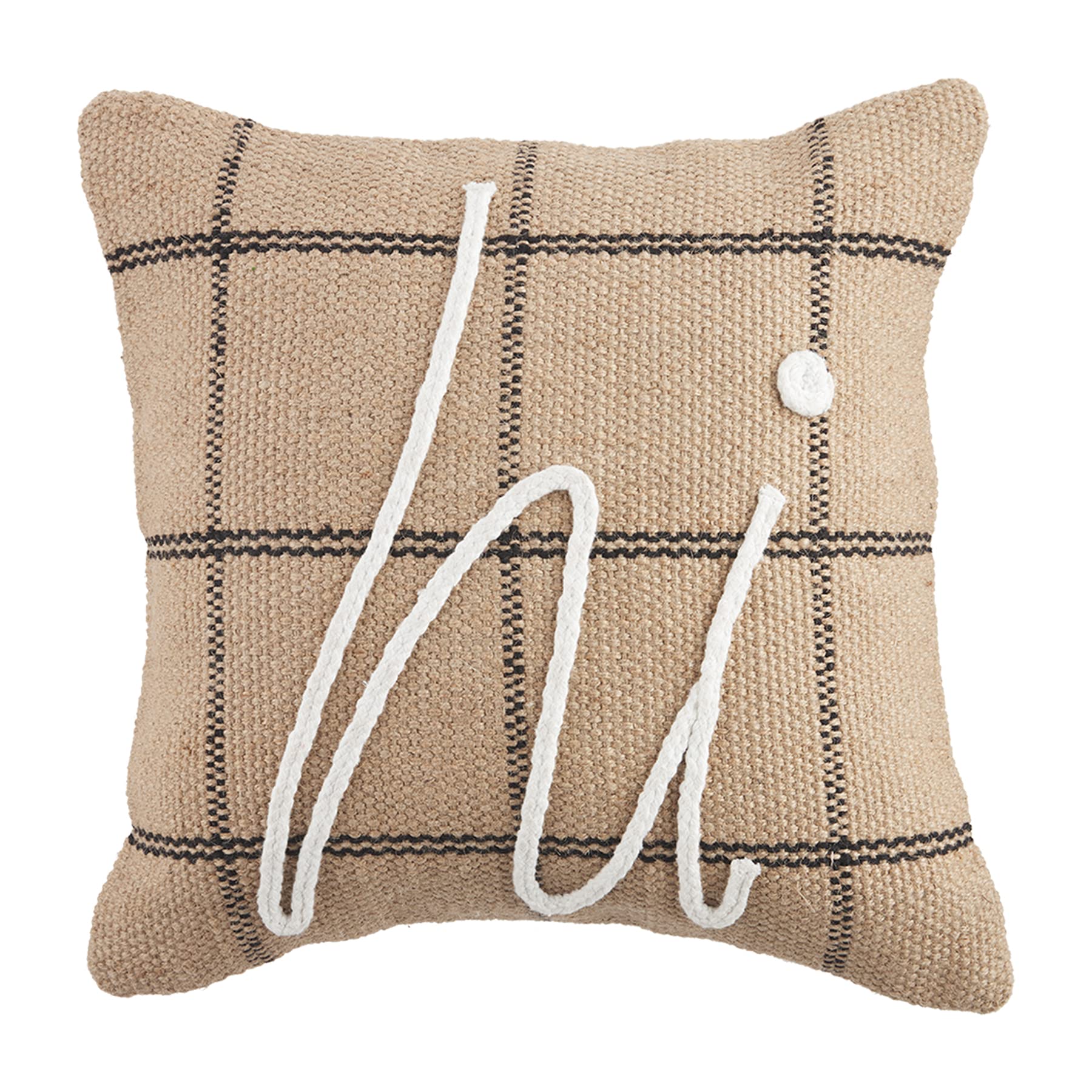 Oreillers en toile de jute Mud Pie beige premium aux finitions artisanales en corde