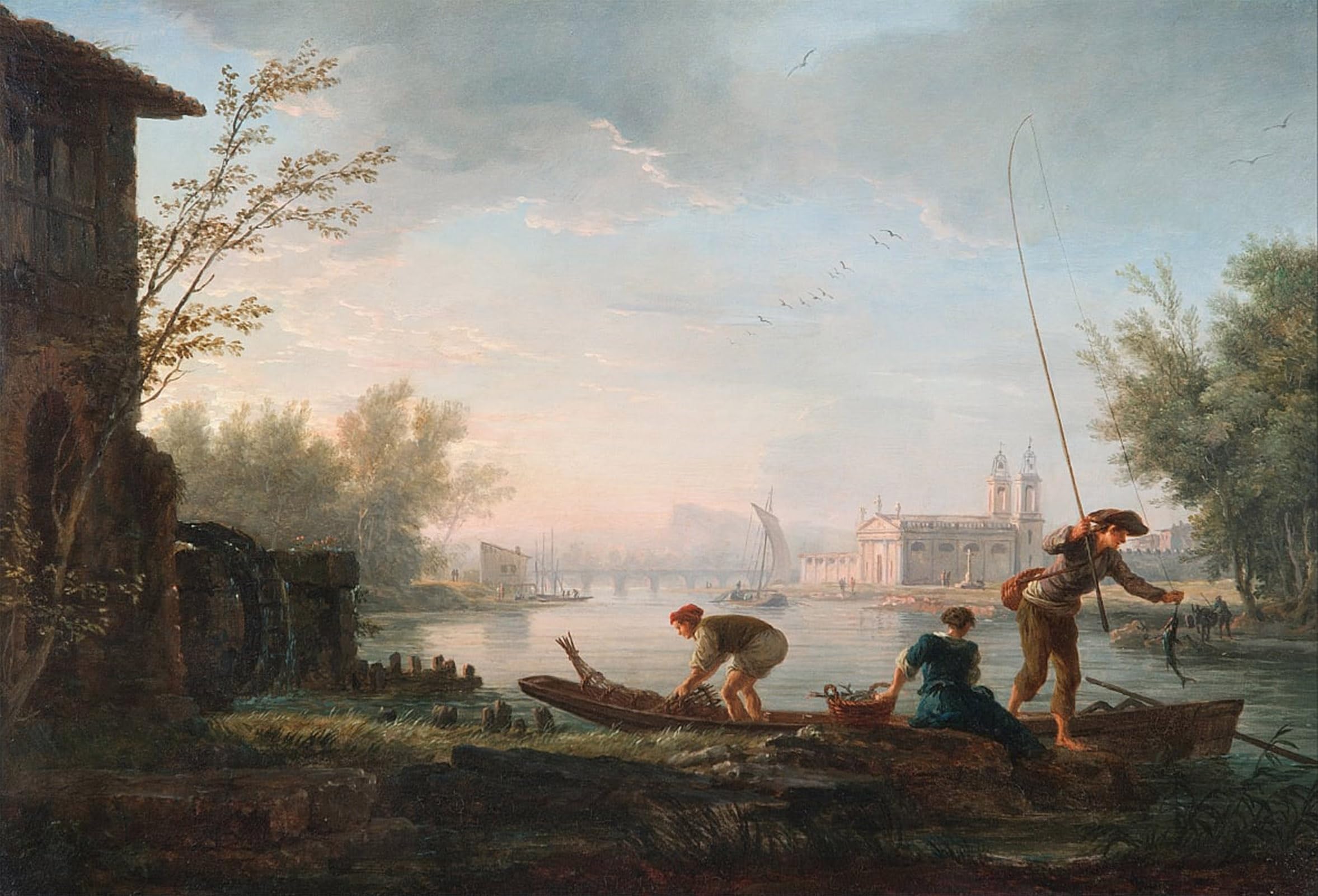 SERENDIPITP Vintage Wall Art Canvas Nordic Poster Canvas Print Picture the Four Times of Day Morning by Claude Vernet Wall Art Poster for Home Decor 60x90cm