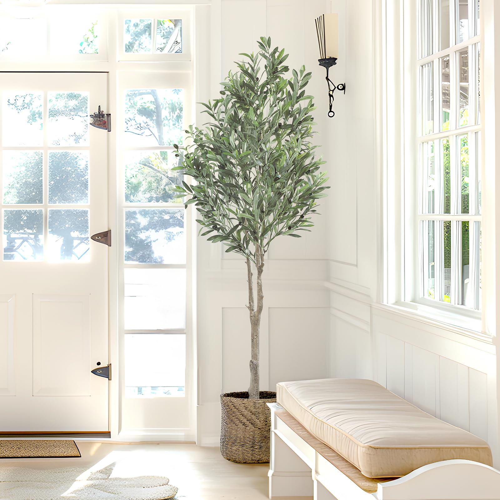 Oc'leaf Olivenbaum Künstlich - 180cm Künstliche Pflanzen Groß Olivenbaumpflanze, Künstlicher Olivenbaum im Topf, Olivenbaum Deko für Zuhause, Wohnzimmer, Schlafzimmer, Büro, Garten