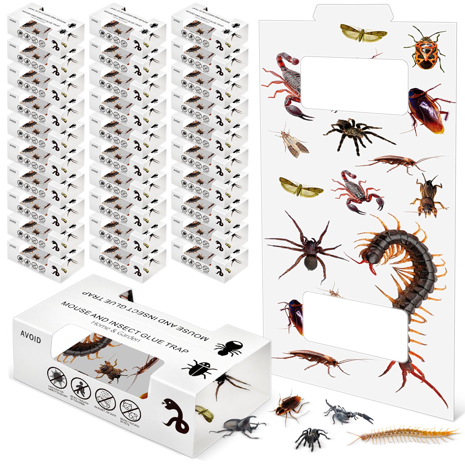 Qualirey 30 Pcs Spider Traps Indoor Roach Bug Ant Cricket Insect Sticky Traps Adhesive Cockroach Rat Mice Glue Boards for House Kitchen Bathroom Basement Garage(Window Style)