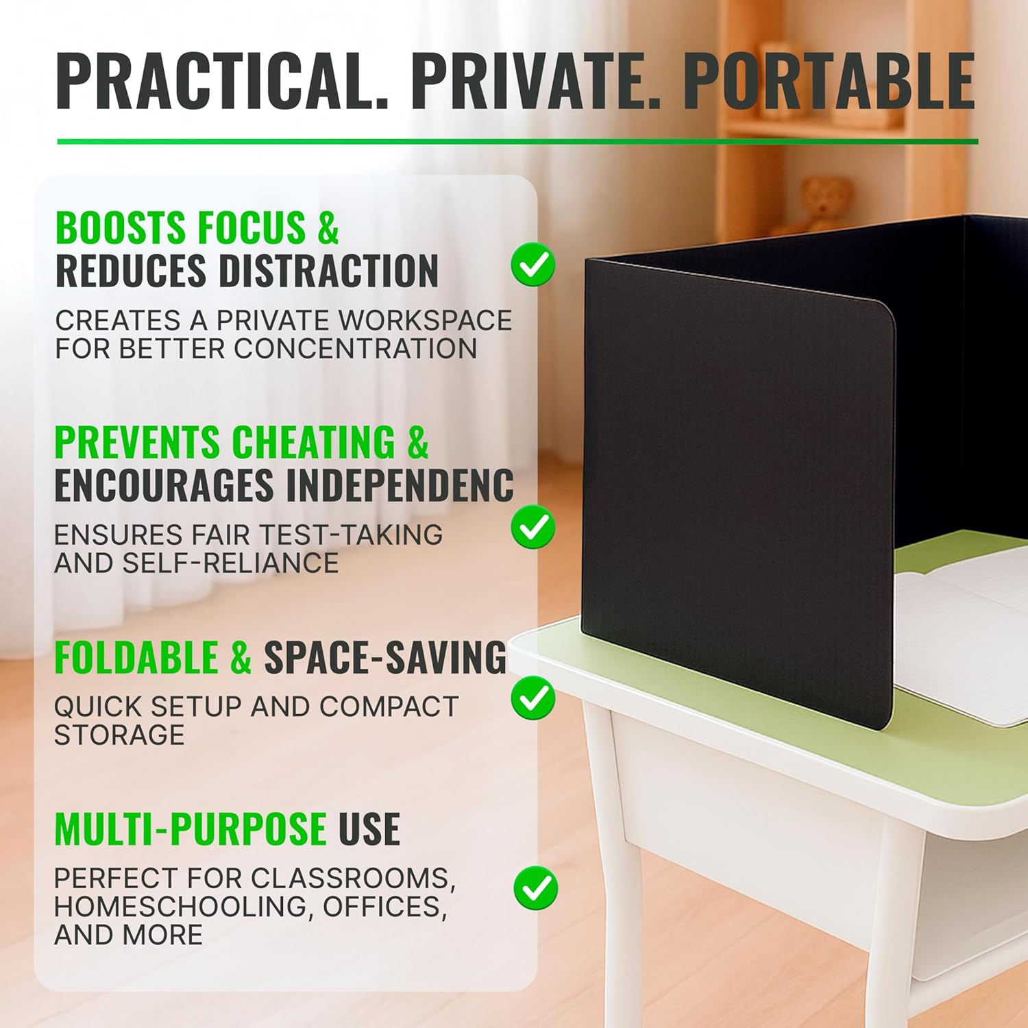 24 Pack Privacy Folders for Students - Desk Dividers for Students Privacy Boards - Privacy Shields for Student Desks - Testing Dividers for Classroom Privacy Folders - Test Dividers for Student Desks