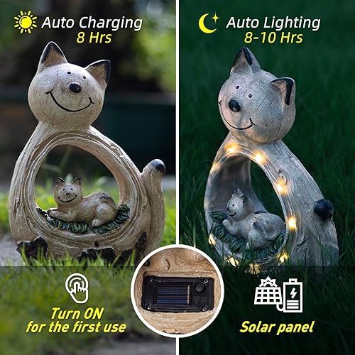 Miniatura 2 de CMTGYPIN Escultura solar para jardín, decoración de animales, regalos únicos, adorno de paisaje de jardín, luz LED impermeable para patio, jardín,