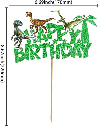 Miniatura 2 de Gyufise Decoración de pastel de dinosaurio con purpurina para decoración de pastel de dinosaurio para baby shower, niños y niñas, decoración de