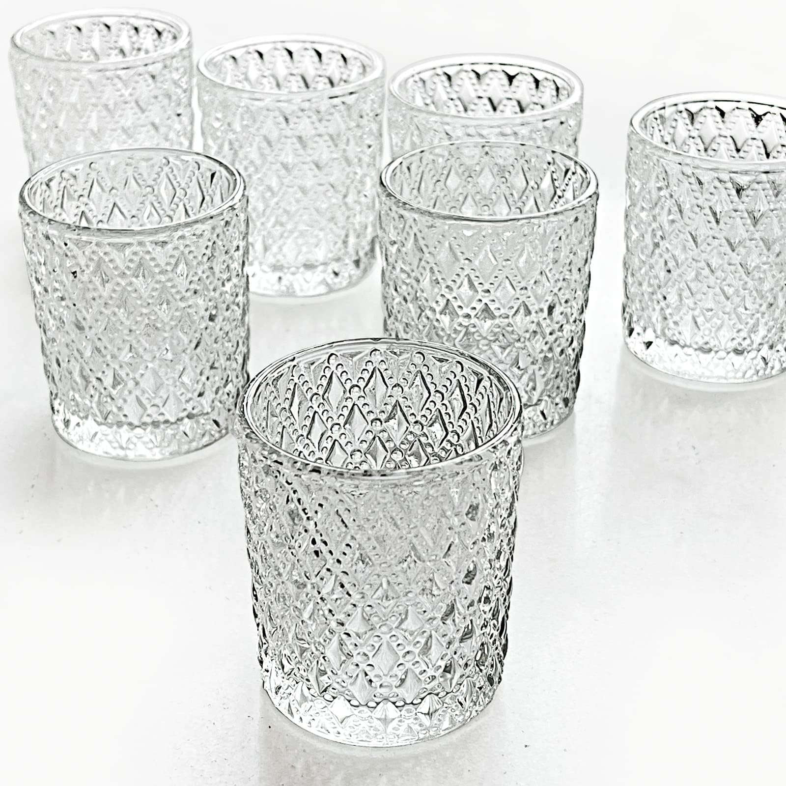 SHMILMH Clear Glass Votive Candle Holders 24 PCS, Flowers