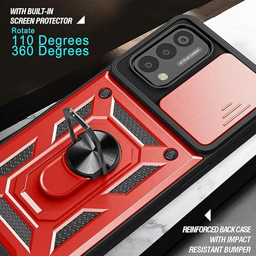 Miniatura 2 de Oududianzi - Funda para OnePlus Nord N200 5G, con 1 protector de pantalla, protección de cámara con cubierta deslizante, soporte giratorio a prueba