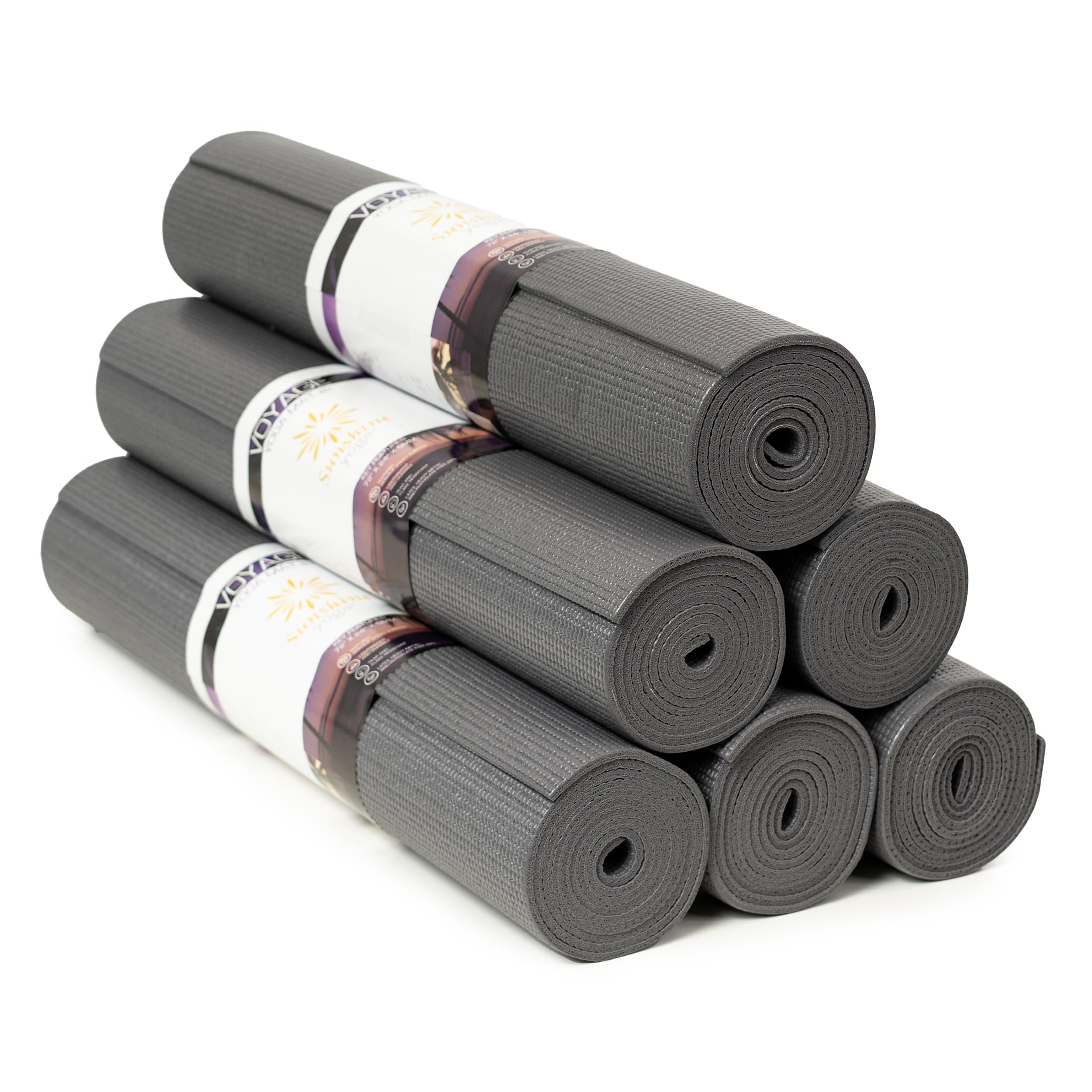 Sunshine Yoga Voyage Yoga Mat 6 Pack 72 x 24 Professional Studio and Gym Bulk Yoga Mats 5mm