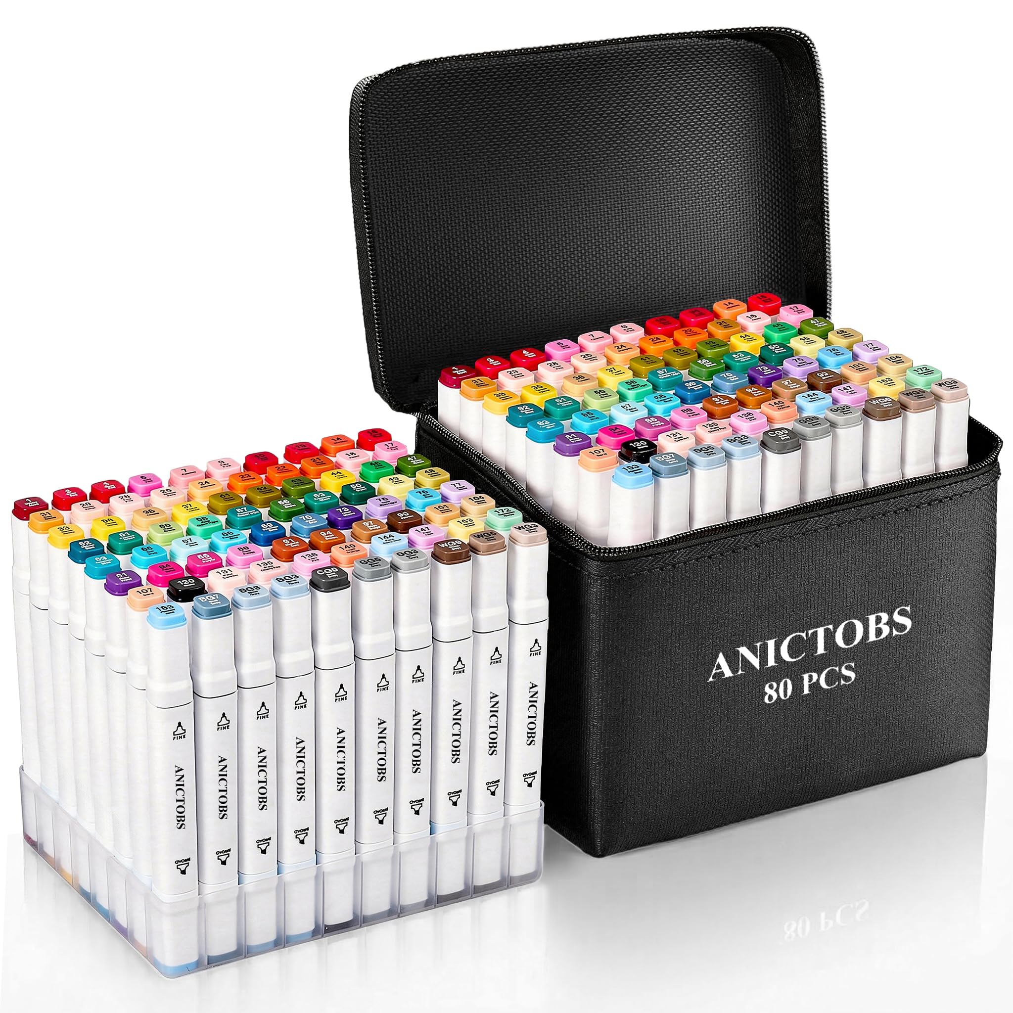 Amazon.com : ANICTOBS Alcohol Markers 80 Colors with Base Support