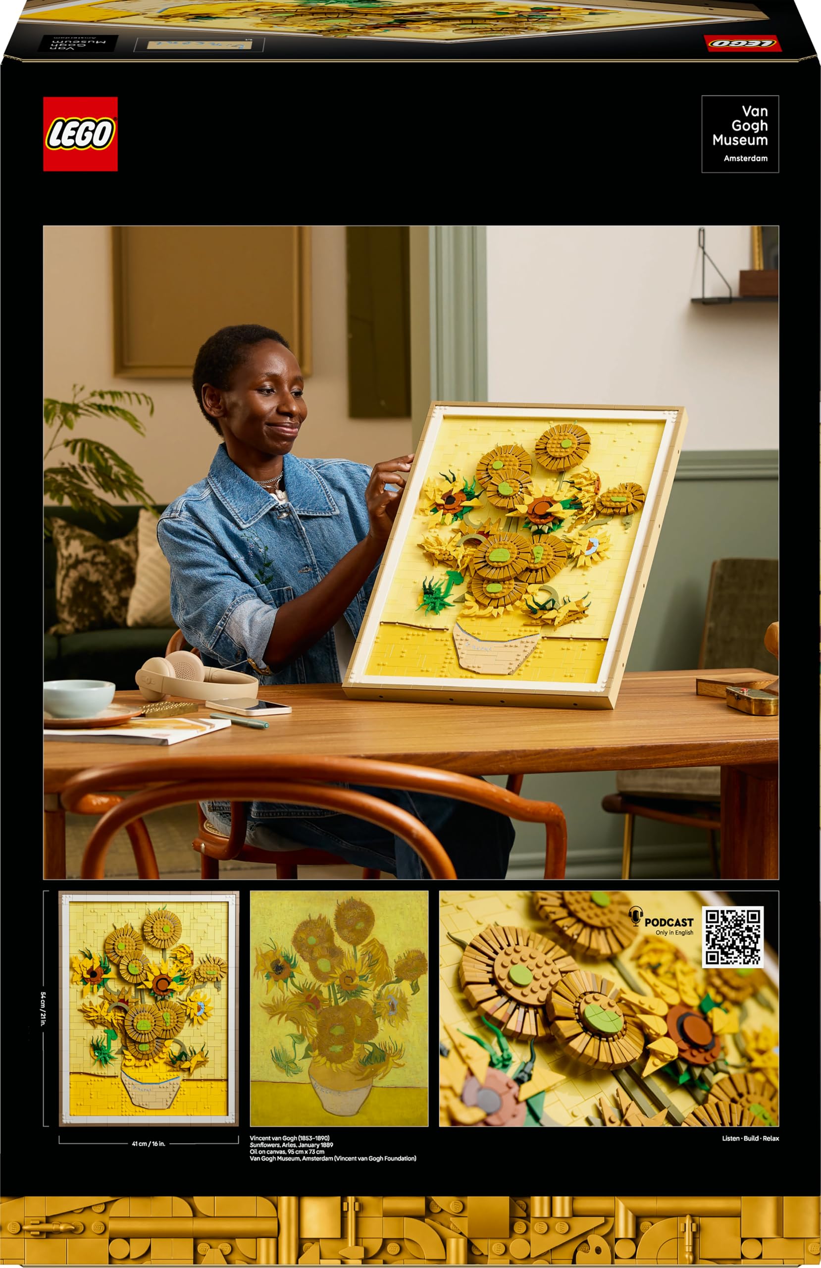 LEGO Art Vincent Van Gogh – Girasoli - Quadro Floreale 3D Costruibile con Petali Mobili - Set Fai da Te per Adulti - Decorazione Casa - Idea Regalo Creativa per Donna o Uomo Amanti dell'Arte - 31215