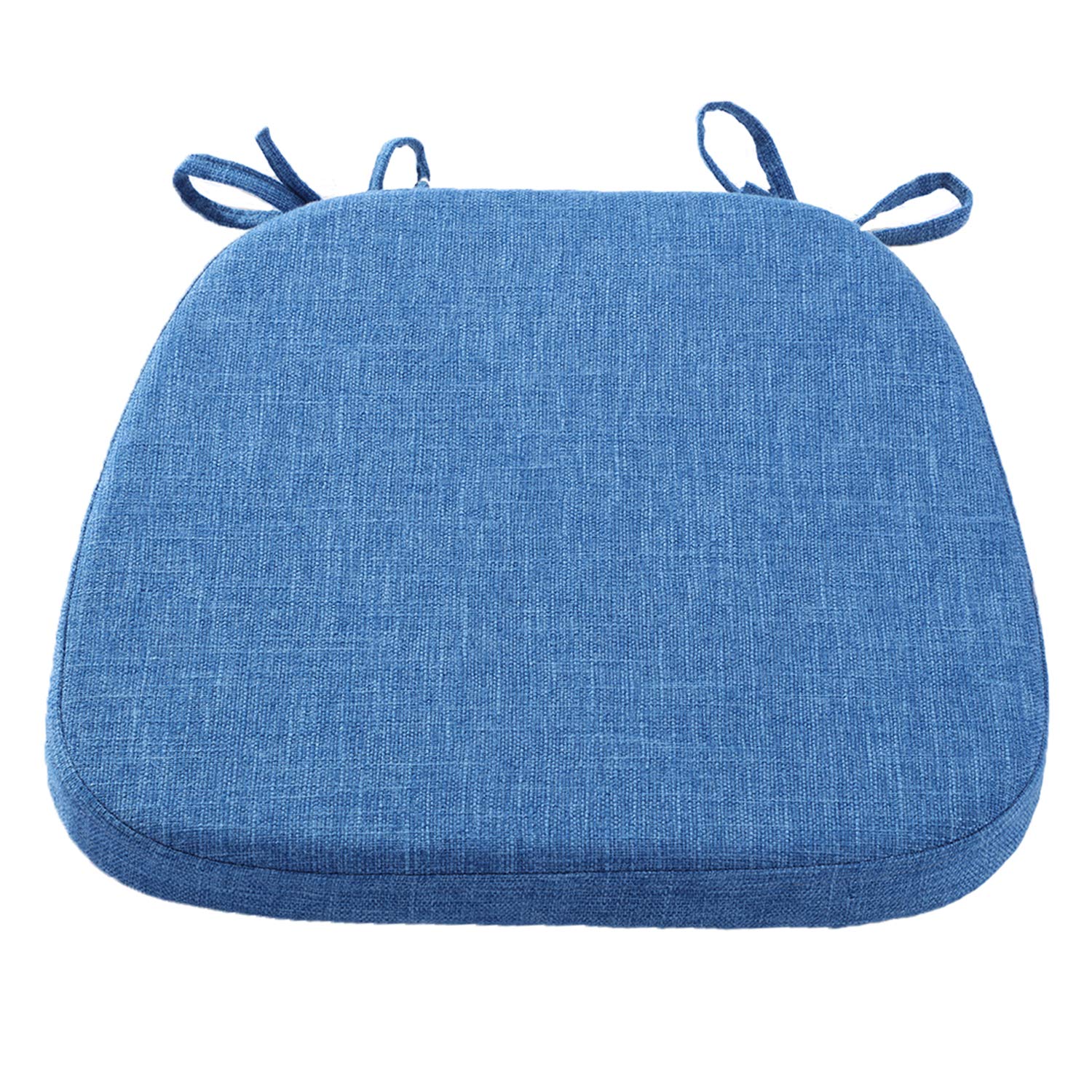 Chair Cushion with Ties for Dining Chairs - Memory Foam Non Slip Kitchen Chair Pad and Dining Seat Cushion with Machine Washable Cover [16.5 x 16.2 Inches] - Blue