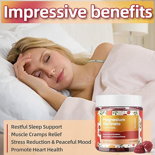 Miniatura 5 de DREAVIO 90 gomitas de glicinato de magnesio de 400 mg con L-treonato de magnesio y suplemento de Ashwagandha, suplemento de glicinato de magnesio y