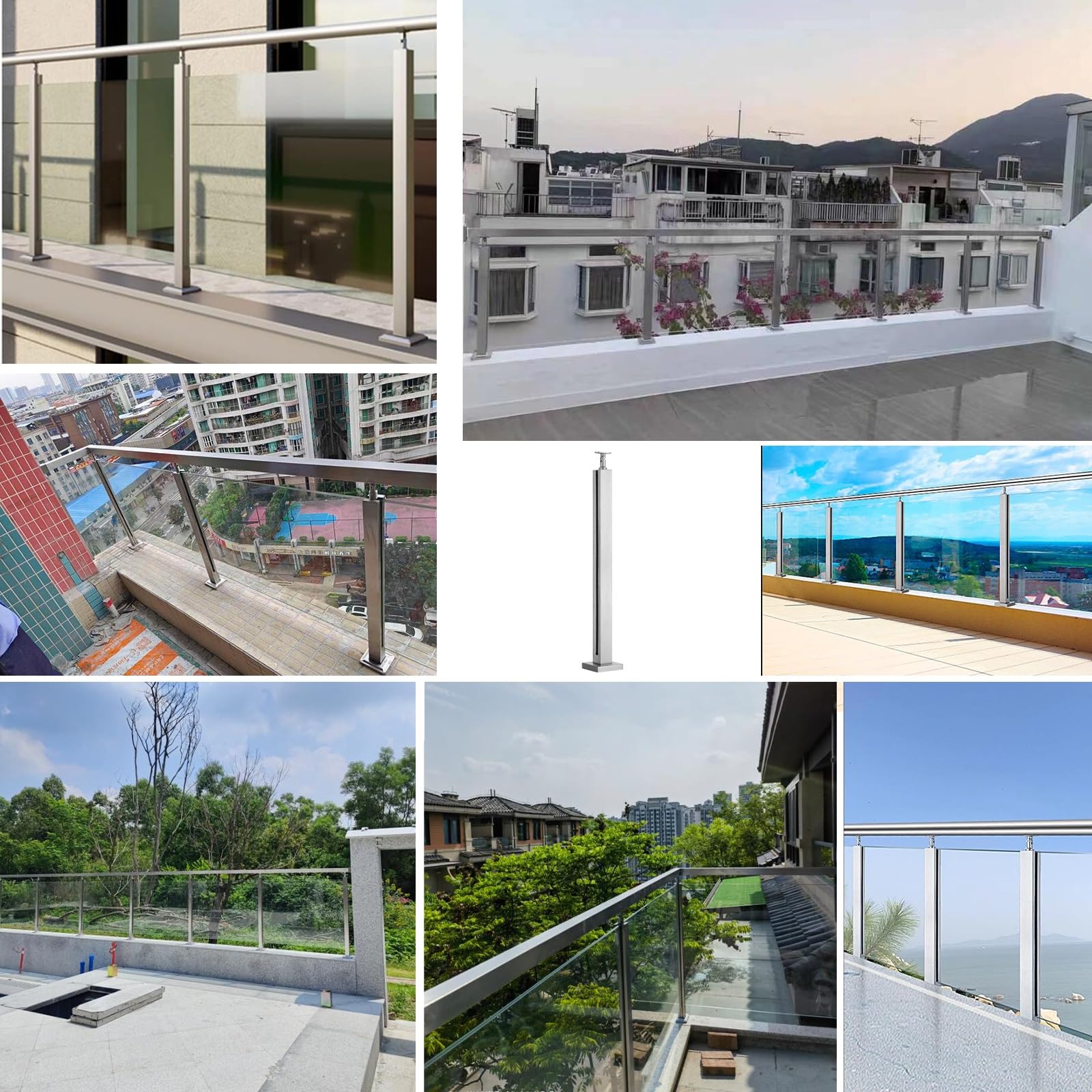 Sistema di ringhiera per scale interne con fessure per mandrino e base stabile per balcone, recinzione, loft, villa, sala, terrazza, – morsetti per la sicurezza e lo stile