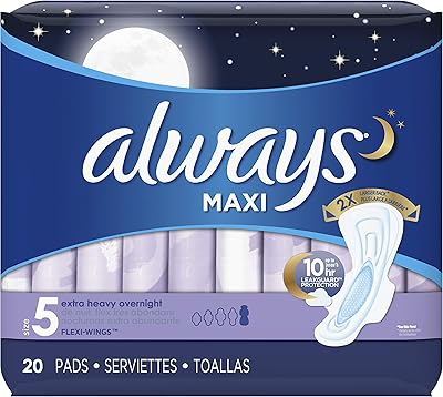 Always Maxi Extra Heavy With Wings Overnight Pads, 20 Each (Pack of 3)