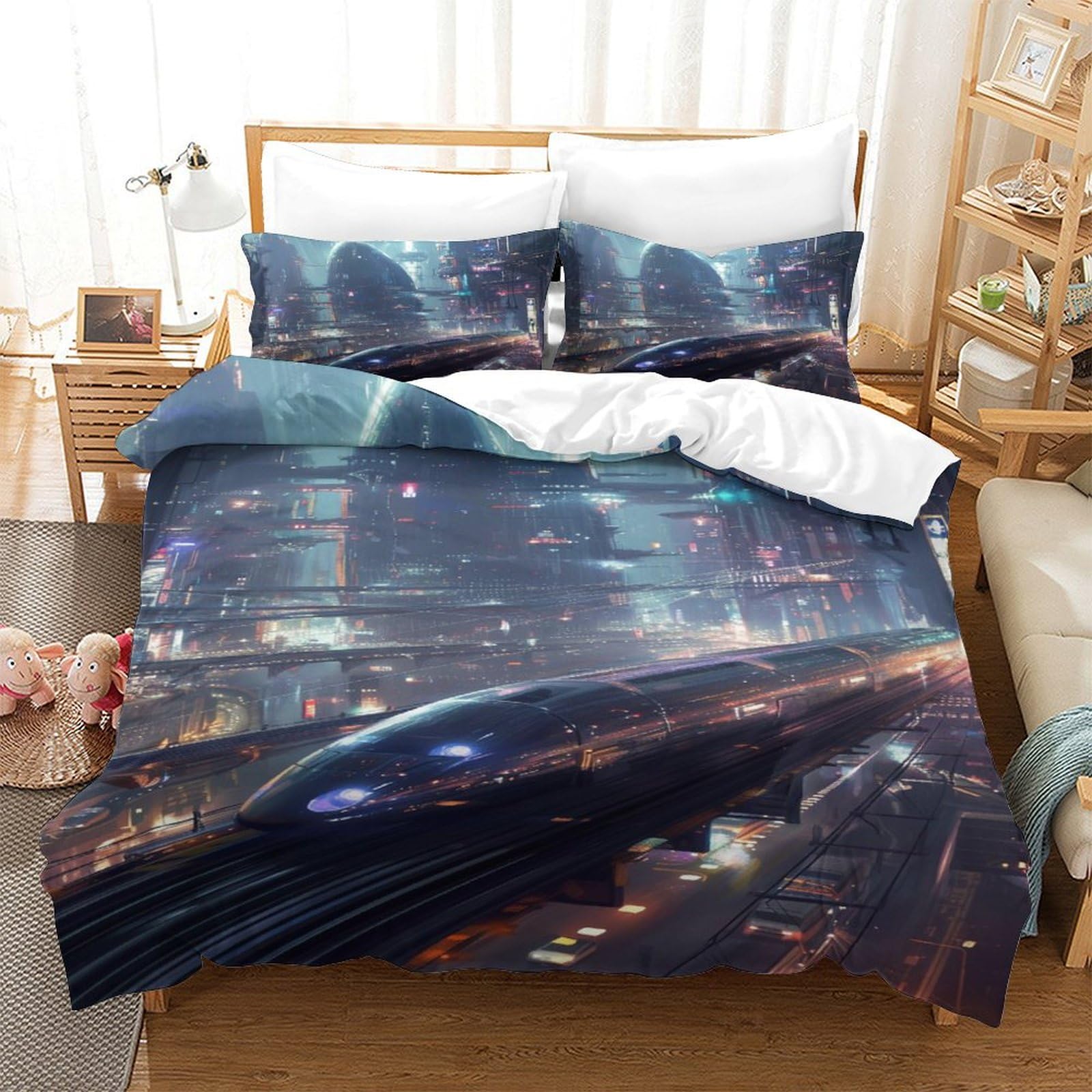 Housse de couette futuriste pour transformer la chambre ado avec un décor de science-fiction 3D