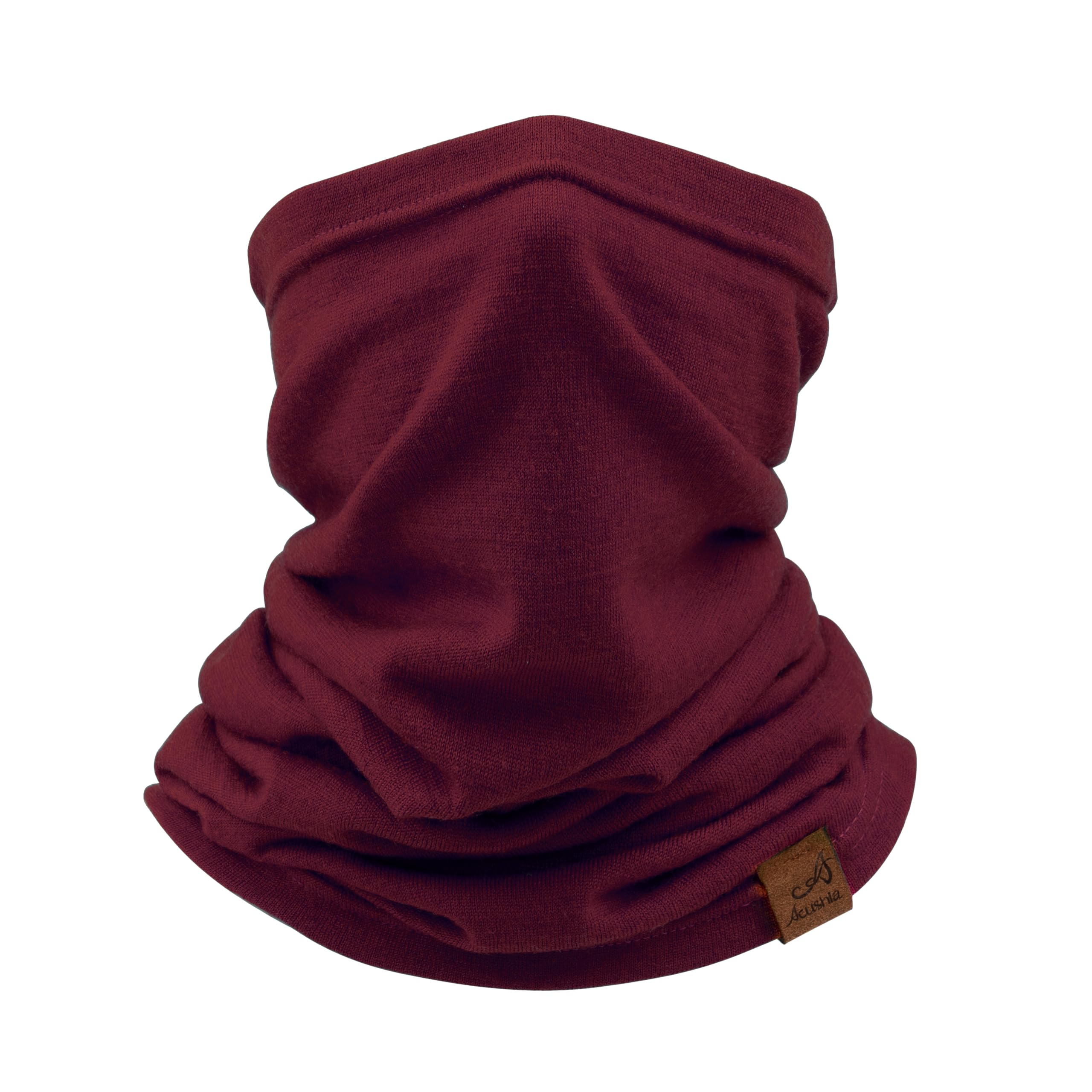 Acushla Unisex Crimson 219 100% Merino Wool Neck Gaiter Ski Face Mask Scarf Neck Warmer For Men & Women All Weather (Crimson 219)