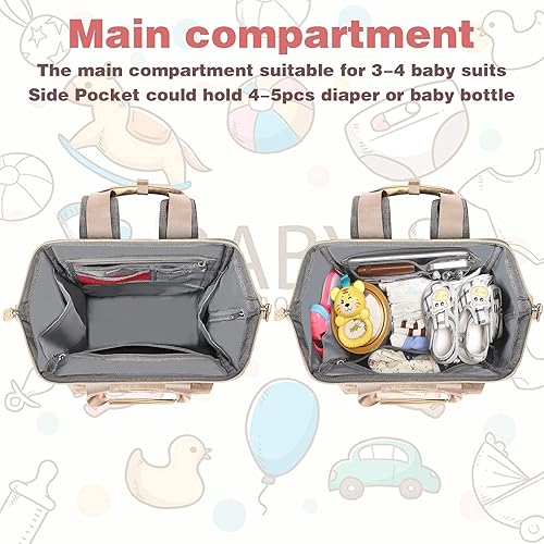 Miniatura 4 de Jiefeike Mochila para pañales para niñas, mochila de viaje para papá, mamá, bebé, niños, bolsillos aislados, bolsas de pañales portátiles con puerto