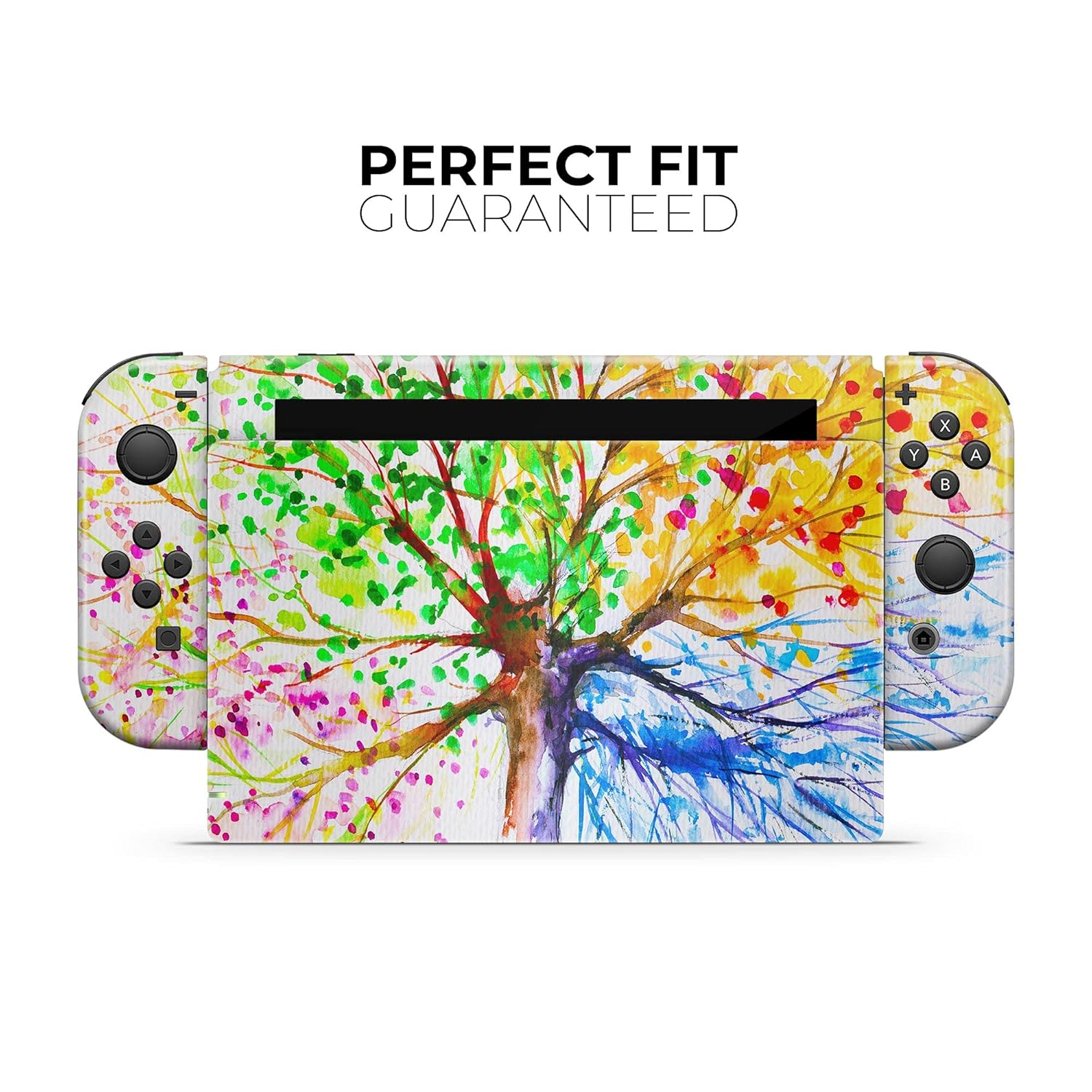 DesignSkinz - Compatible with Nintendo New 3DS XL (2014) - Skin Decal Protective Scratch Resistant Vinyl Wrap Gaming Cover- Abstract Colorful WaterColor Vivid Tree V3