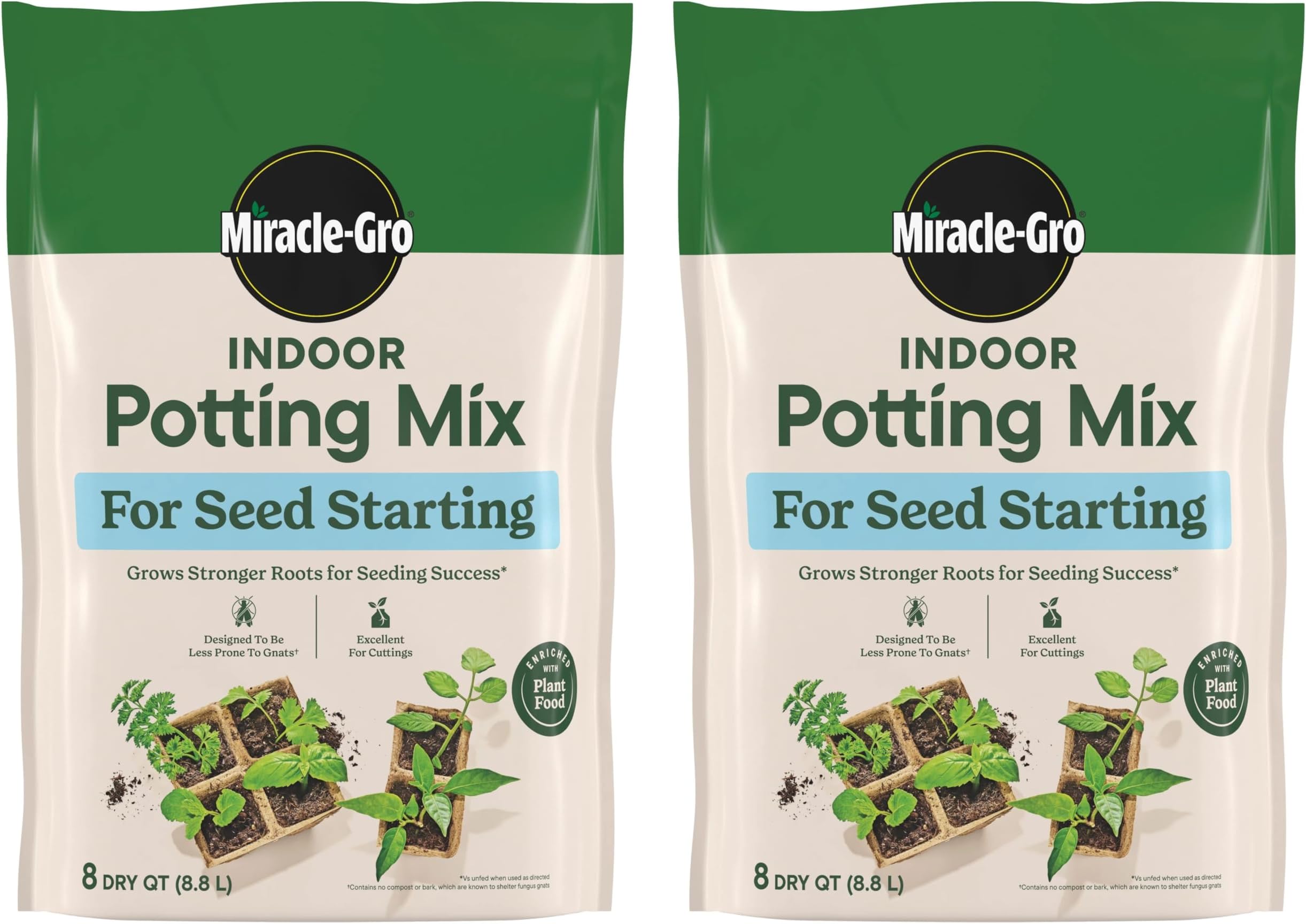 Indoor Potting Mix for Seed Starting, For Starting Vegetable, Flower, and Herb Seeds Indoors, Excellent for Cuttings, 8 qt. (2-Pack)