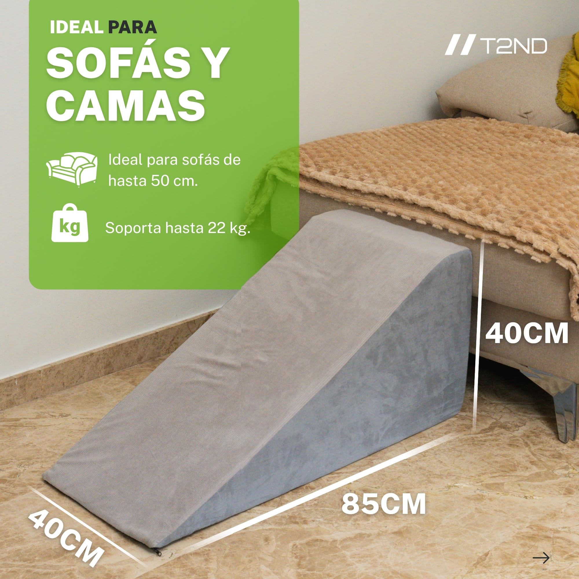 Rampa para Perros Sofá y Cama, Escalera para Perros Pequeños y Grandes, Escalera para Mascotas, Funda Extraíble y Lavable, Base Antideslizante, 40 cm de Alto