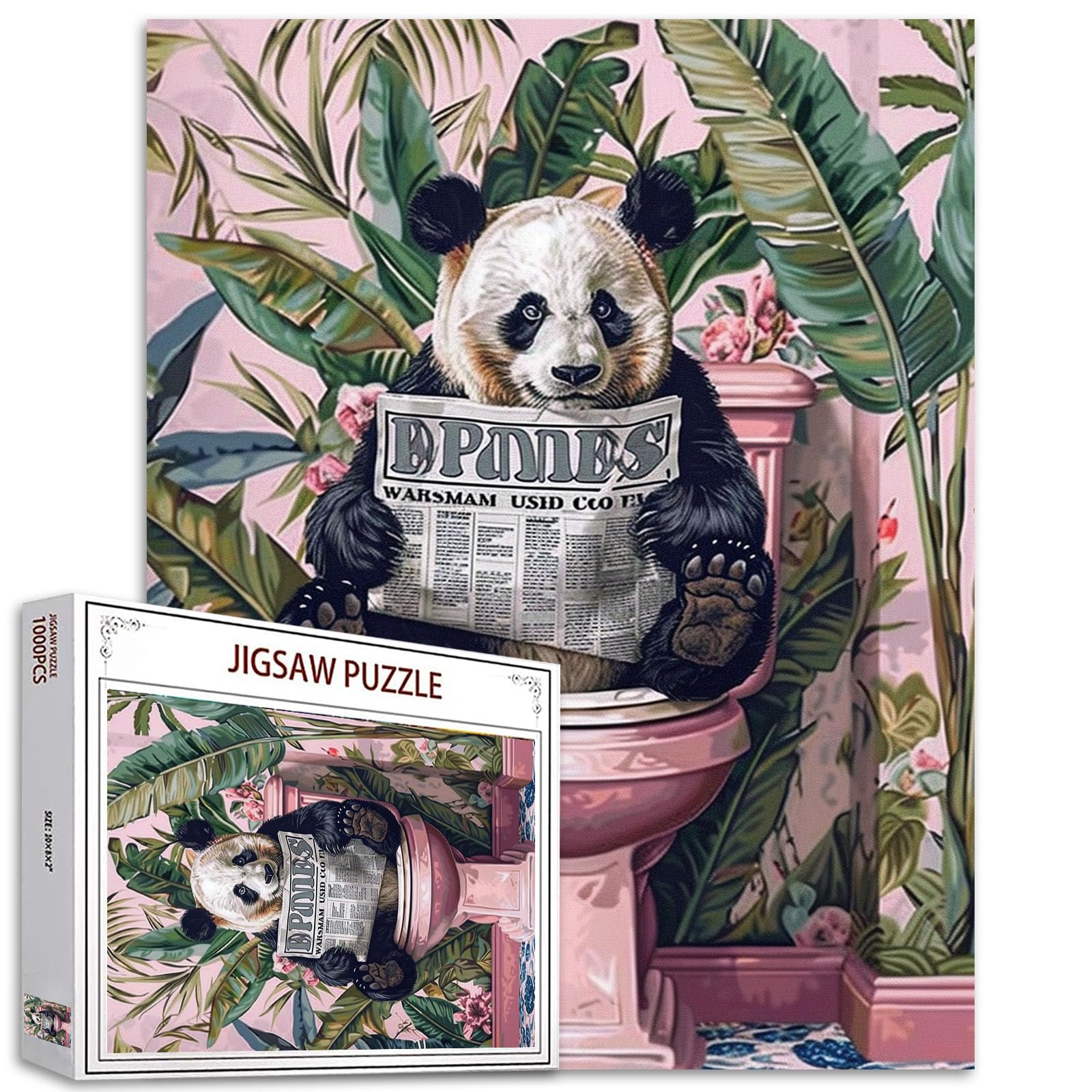 Tucocoo Cute Panda Toilet Jigsaw Puzzle 1000 Pieces Puzzles for Adults, Funny Animals Bathroom Art Puzzle for Challenging Family Activity Games DIY Puzzle for Home Decor — image 1