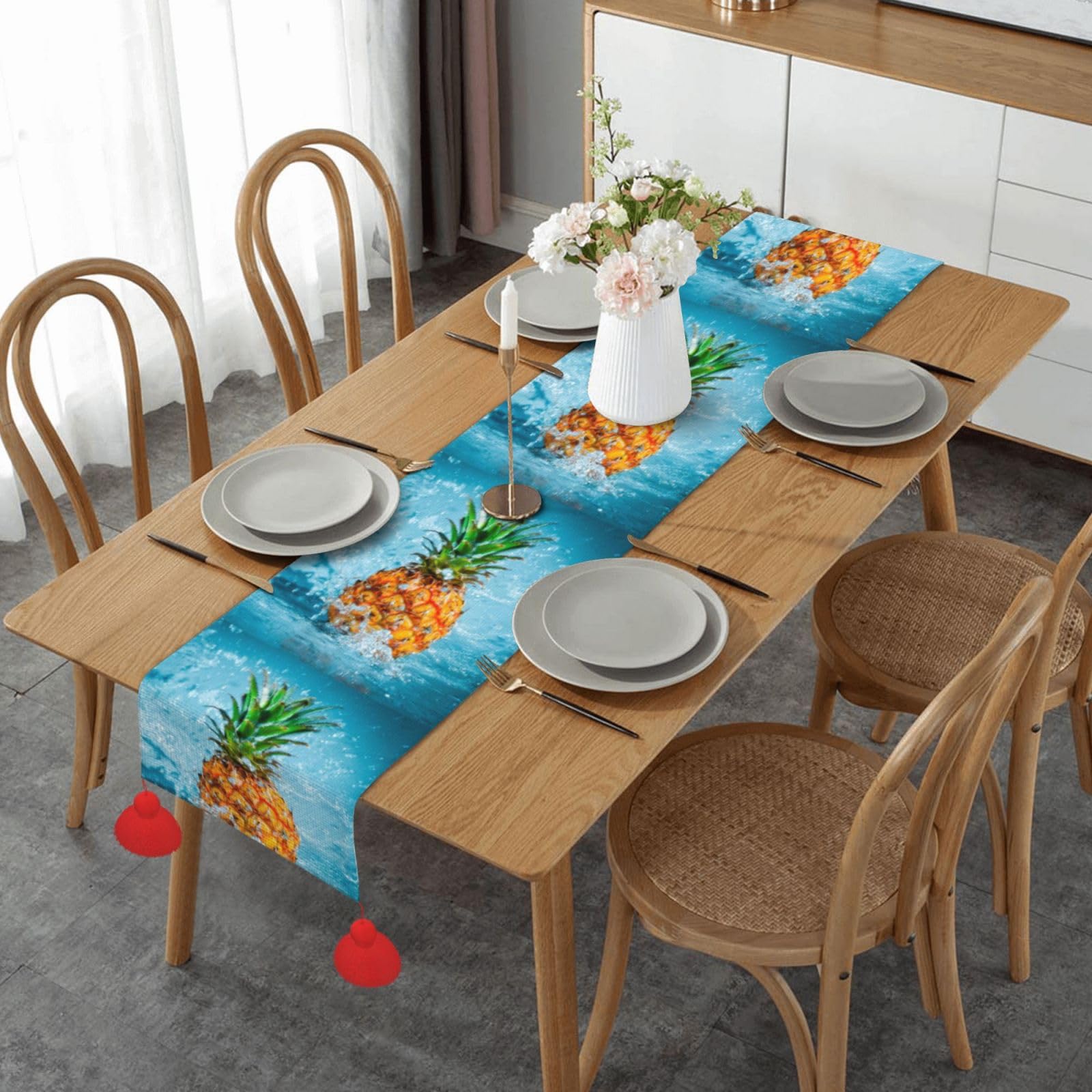Chemin de table de Noël haut de gamme 35,6 x 152,4 cm aux finitions soignées