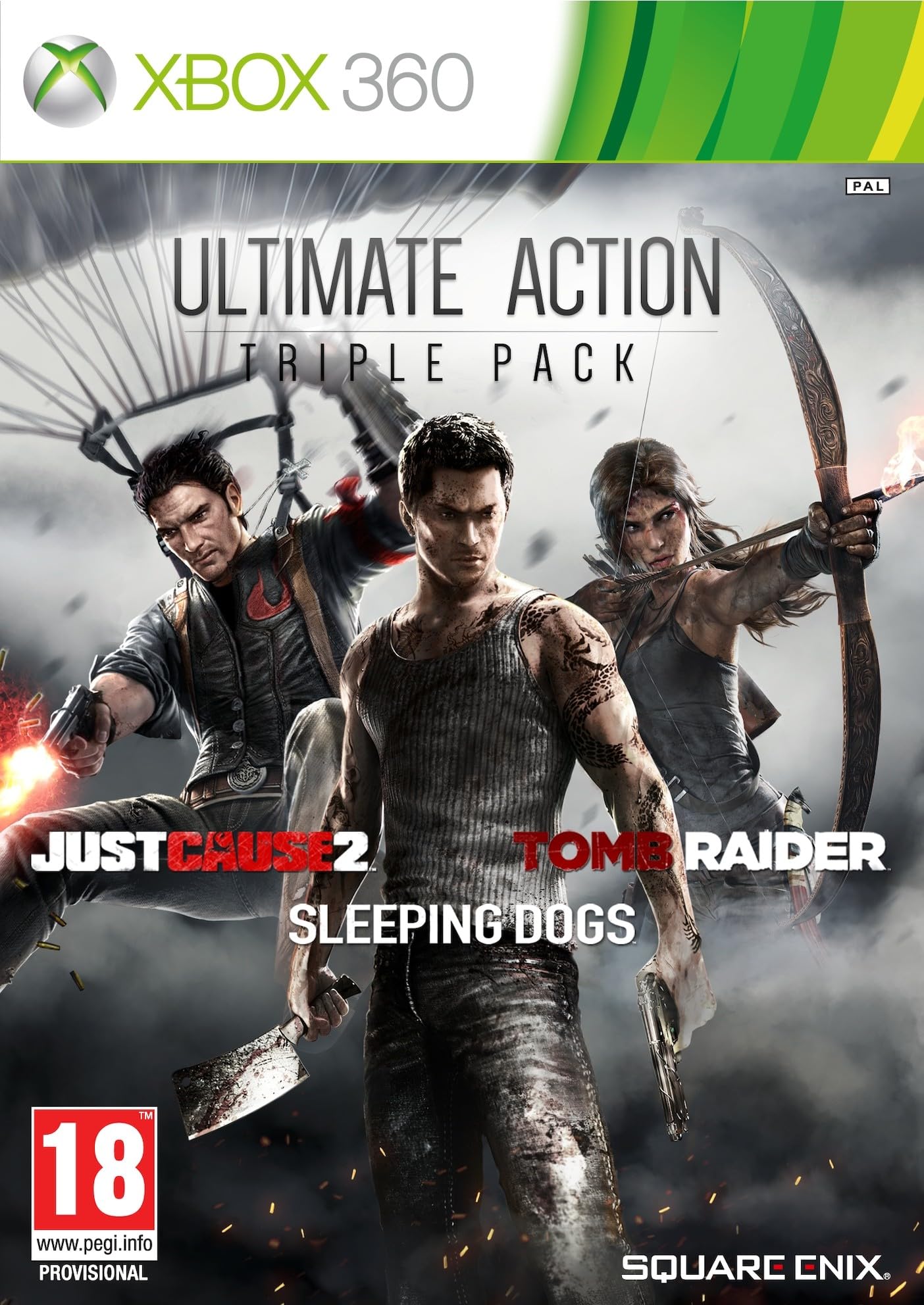 Ultimate Action Triple Pack - Just Cause 2/Sleeping Dogs/Tomb Raider (Xbox 360) by Square Enix