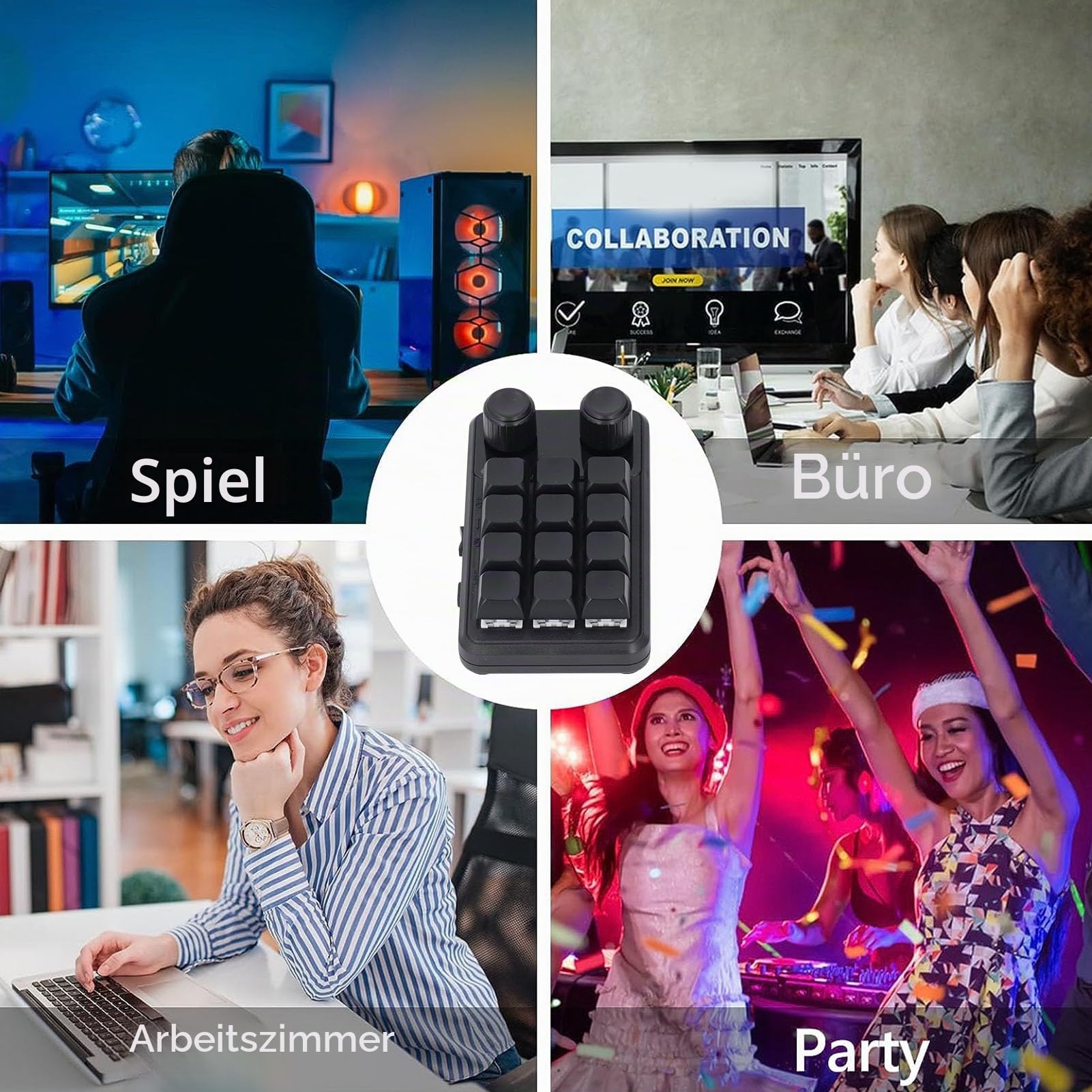 Luqeeg Mechanische Tastatur mit 12 Tasten, 2,4 G Kabellose Schaltertastatur, Programmierung, Makro-Mini-Tastatur mit Knöpfen, Gaming-Tastatur, Funktionstastatur