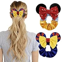 Vista 9 de Lazos de pelo con lentejuelas para mujer, lazos de terciopelo con orejas de ratón para coleta, recuerdos de fiesta, disfraz de cosplay, accesorios