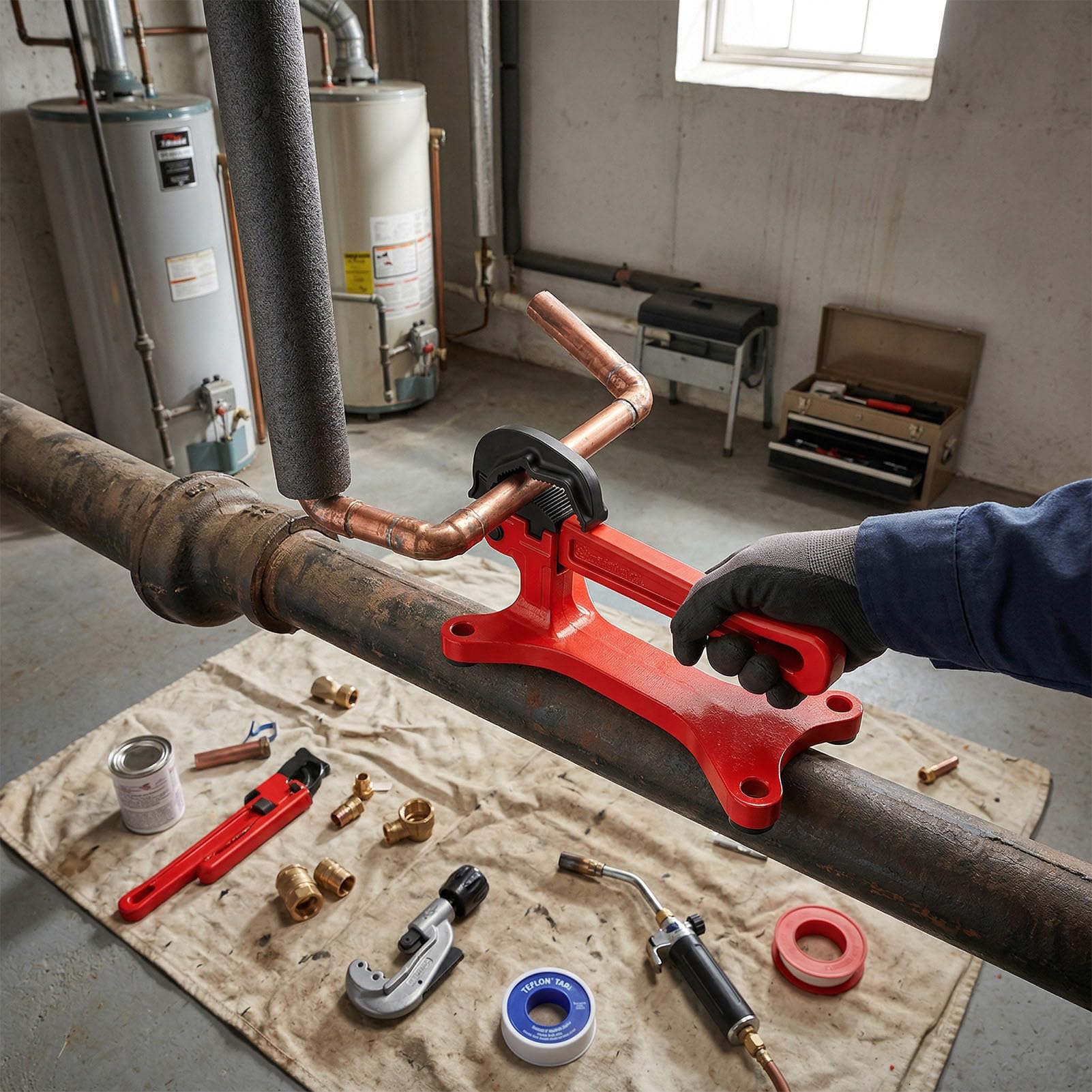 Ausla Przenośny Magnetyczny Klucz Do Rur, Imadło Do Rur Stalowych z Regulowanym Uchwytem i podstawą magnetyczną, Obsługa jedną ręką Naprawy Instalacji Hydraulicznych Projekty DIY Użytku na Stole