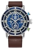 Men&apos;s Eco-Drive Star Wars Luke Skywalker Chronograph Stainless Steel Watch with Brown Leather Strap&comma; Blue Bezel&comma; 44mm &lpar;Model&colon; CA0768-07W&rpar;