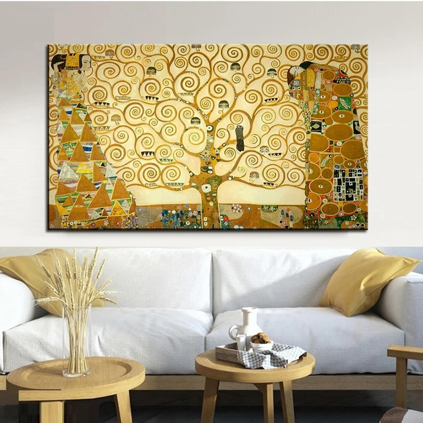 Famoso dipinto d'arte Gustav Klimt Albero della vita Dipinto su tela Poster Stampe di grandi dimensioni Immagine di arte della parete per soggiorno 90x150 cm/35x59 in Stampe d'arte senza cornice