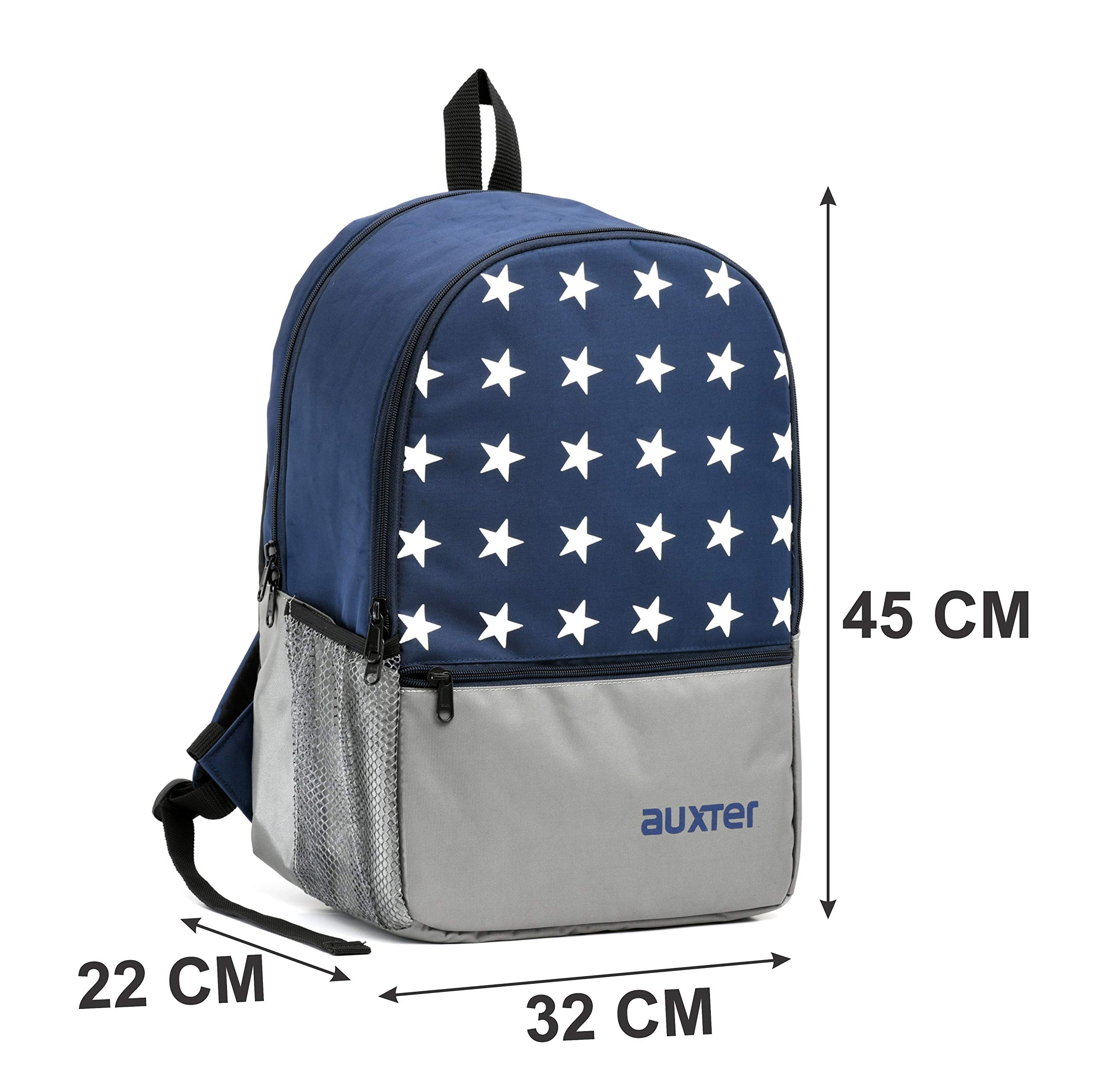 Auxter Star Printed 33 ltrs Blue/Grey School Bag Travel Backpack Casual Bagpack for Boys and Girls 1