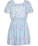 Girl's Flutter Sleeve Dress, Smocked Style With Cinched Waist