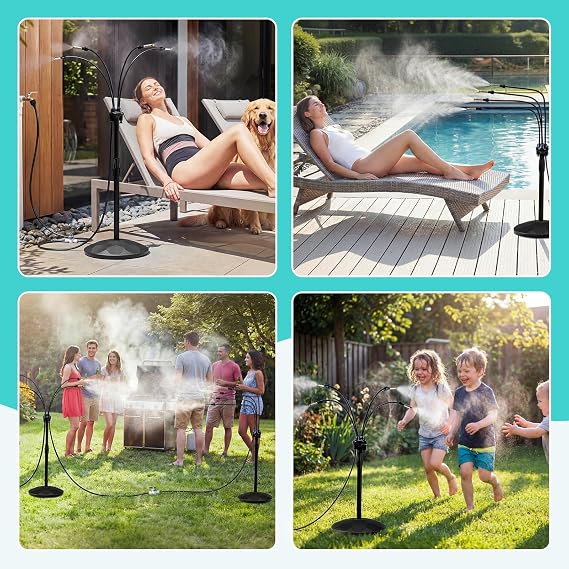 HOMENOTE Standing Misting Cooling System, Fillable Base, Black