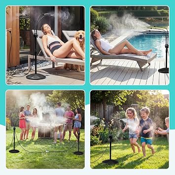 HOMENOTE Standing Misting Cooling System, Fillable Base, Black