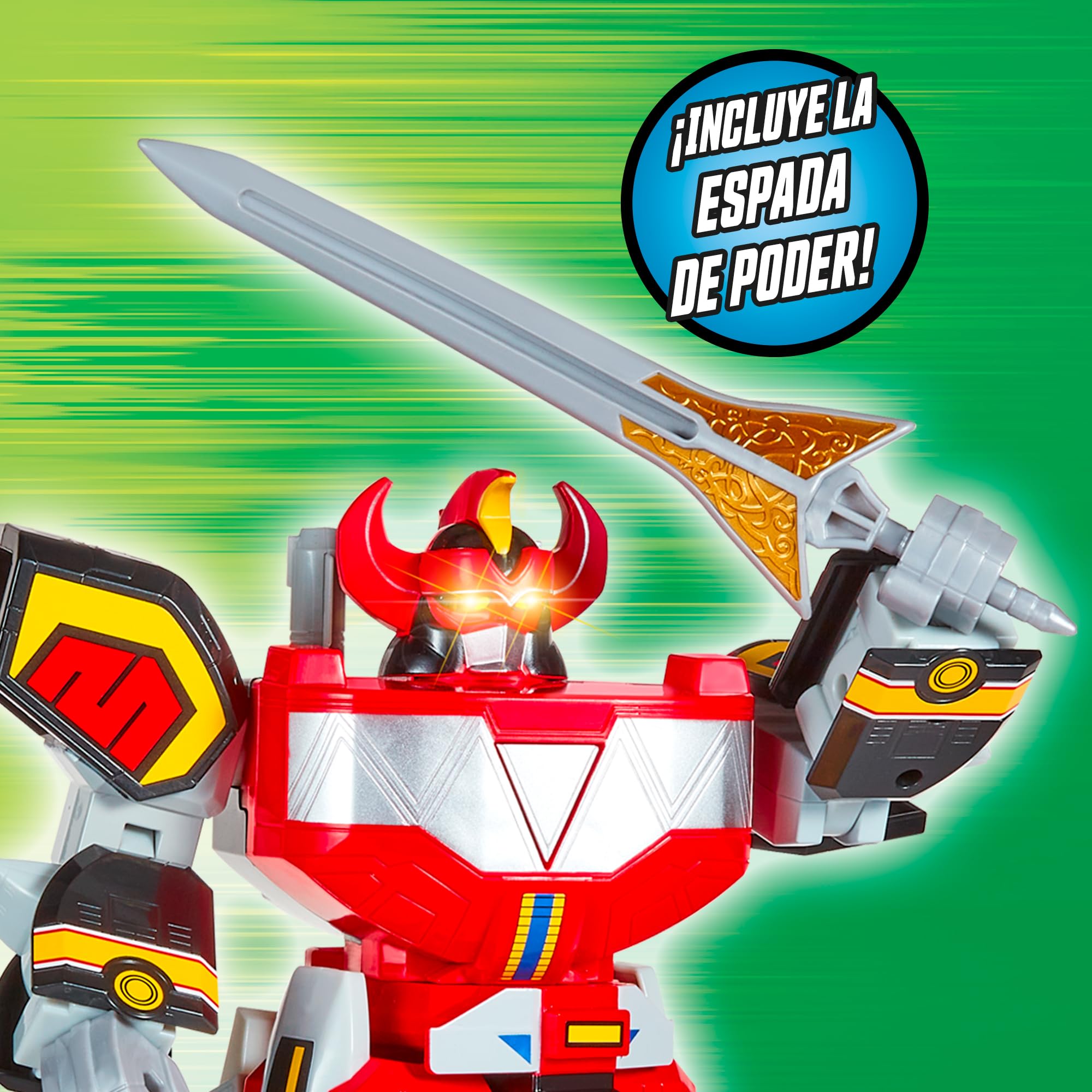 Bizak Power Rangers Ultimate Megazord elettronico, Figura articolata con luci, Suoni e 15 Frasi, Include megaspada, Giocattolo Ufficiale Power Rangers +4 Anni (62518691)