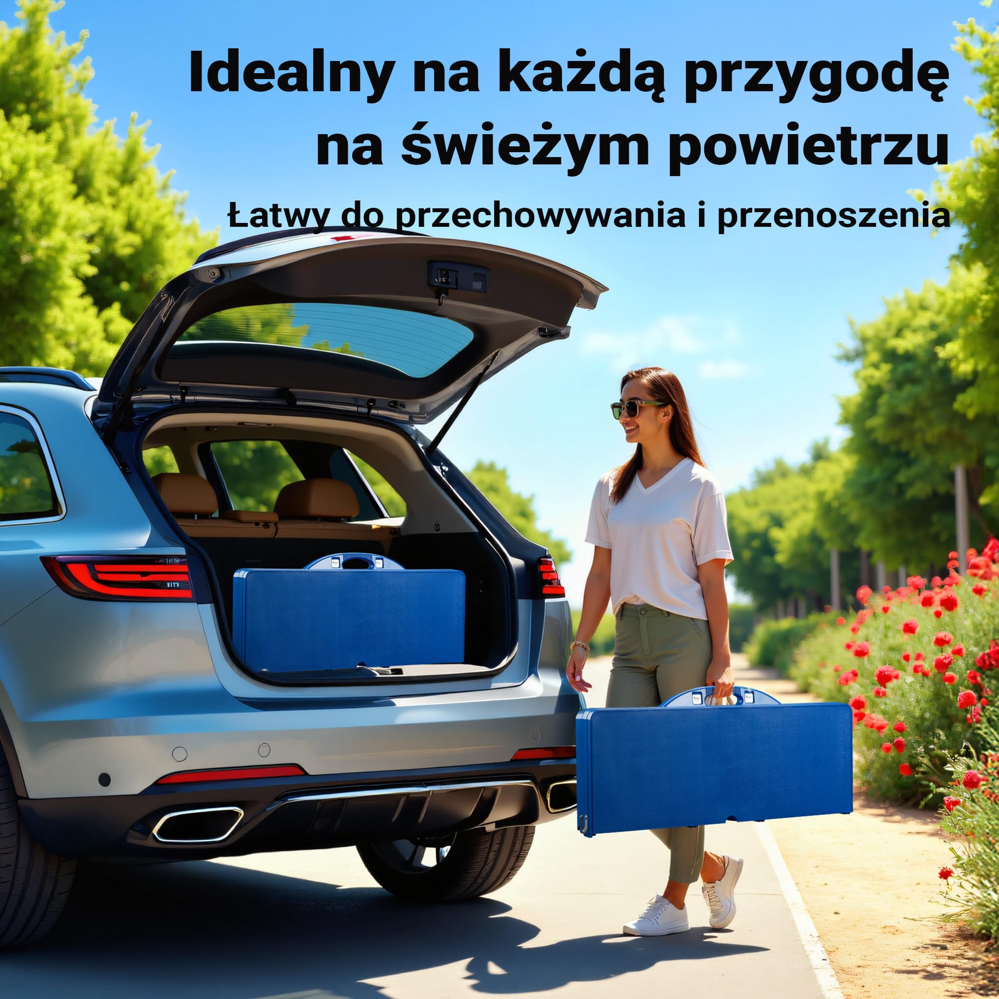Wiltec Składany zestaw turystyczny stolik z 4 krzesłami, lekki stół kempingowy i ogrodowy z miejscami do siedzenia, przenośny zestaw mebli kempingowych