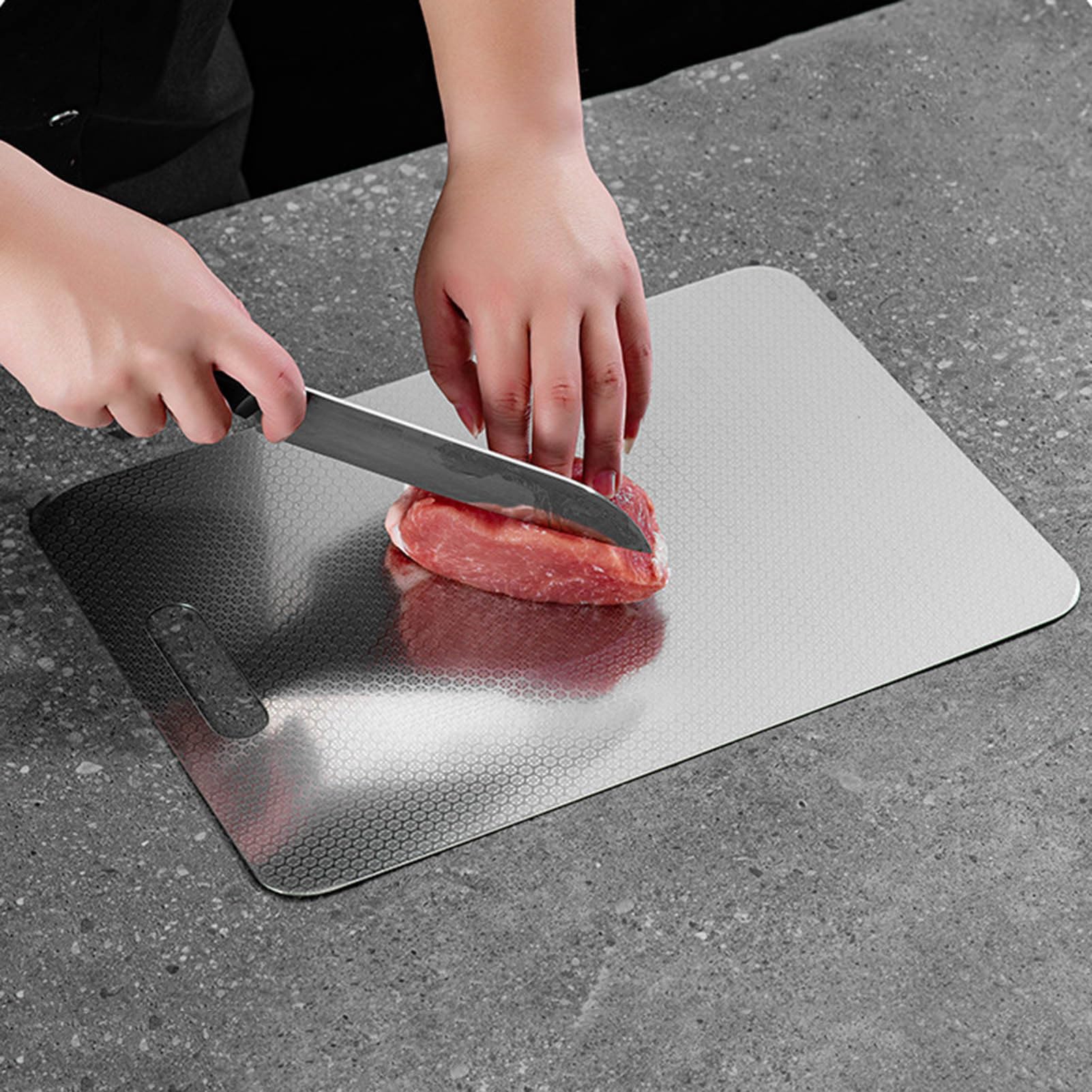 Cutting Board, Stainless Steel Double-Sided Chopping Board, Anti-Slip Durable Kitchen Tool for Meat, Vegetables, Cheese, Fruits, Meal Prep, Cooking, Daily Use 13.39x9.06in