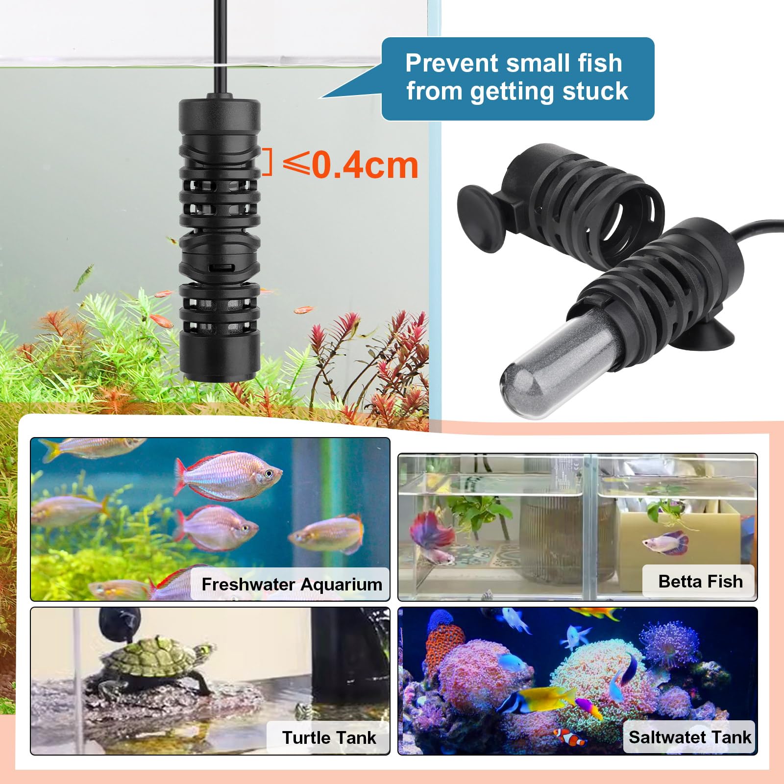 hygger Mini Chauffage pour Aquarium, 150W Submersible Aquarium Heater de Tortue with Digital Display Controller, Small Fish Tank Heater for 56-132L Freshwater Aquariums