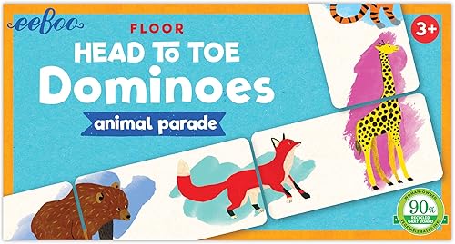 eeBoo: Animal Parade Dominó de pies a cabeza, desarrolla habilidades de combinación y concentración, perfecto para edades de 3 años en adelante,